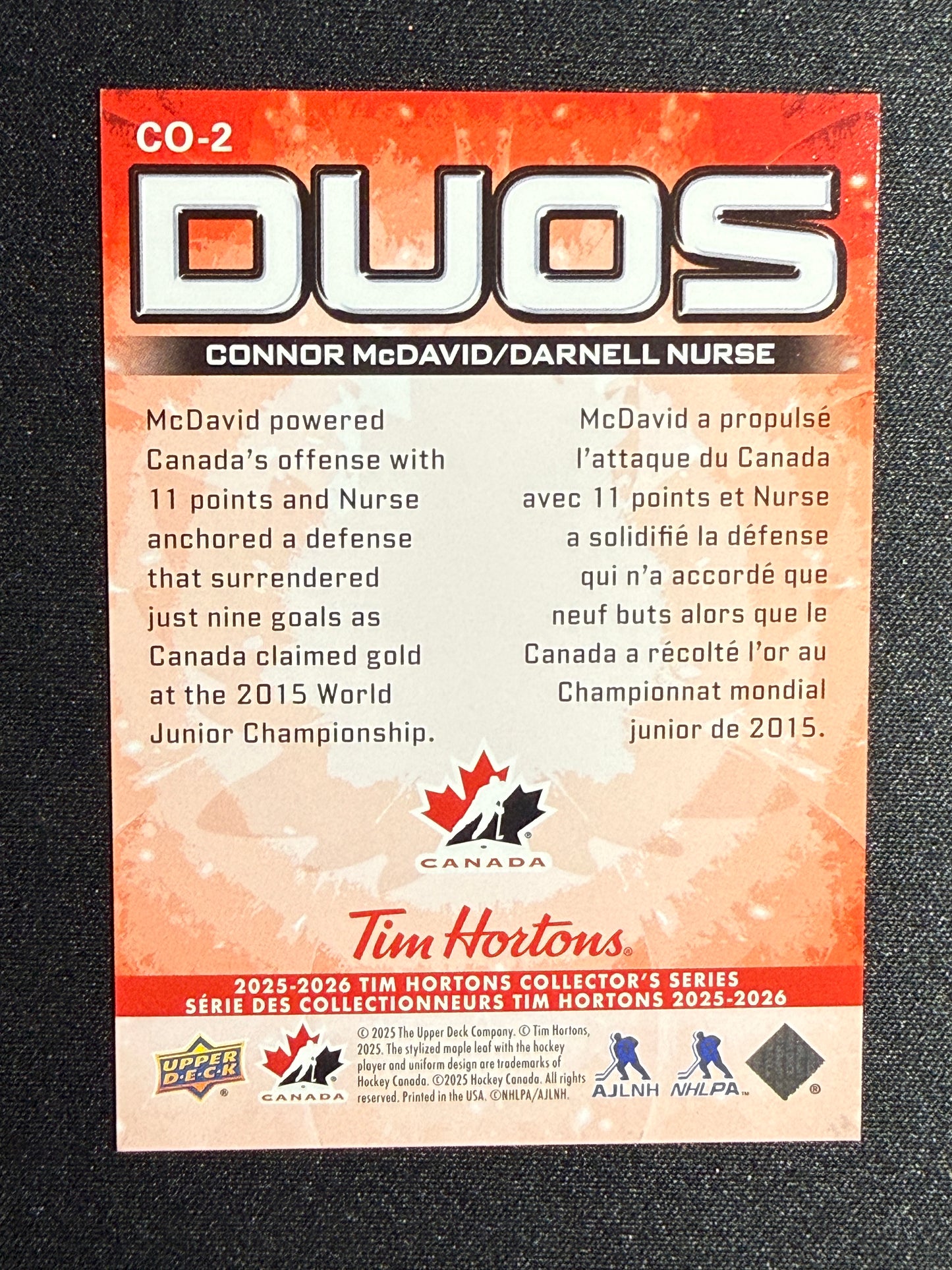 Connor McDavid / Darnell Nurse #CO-2 Duos