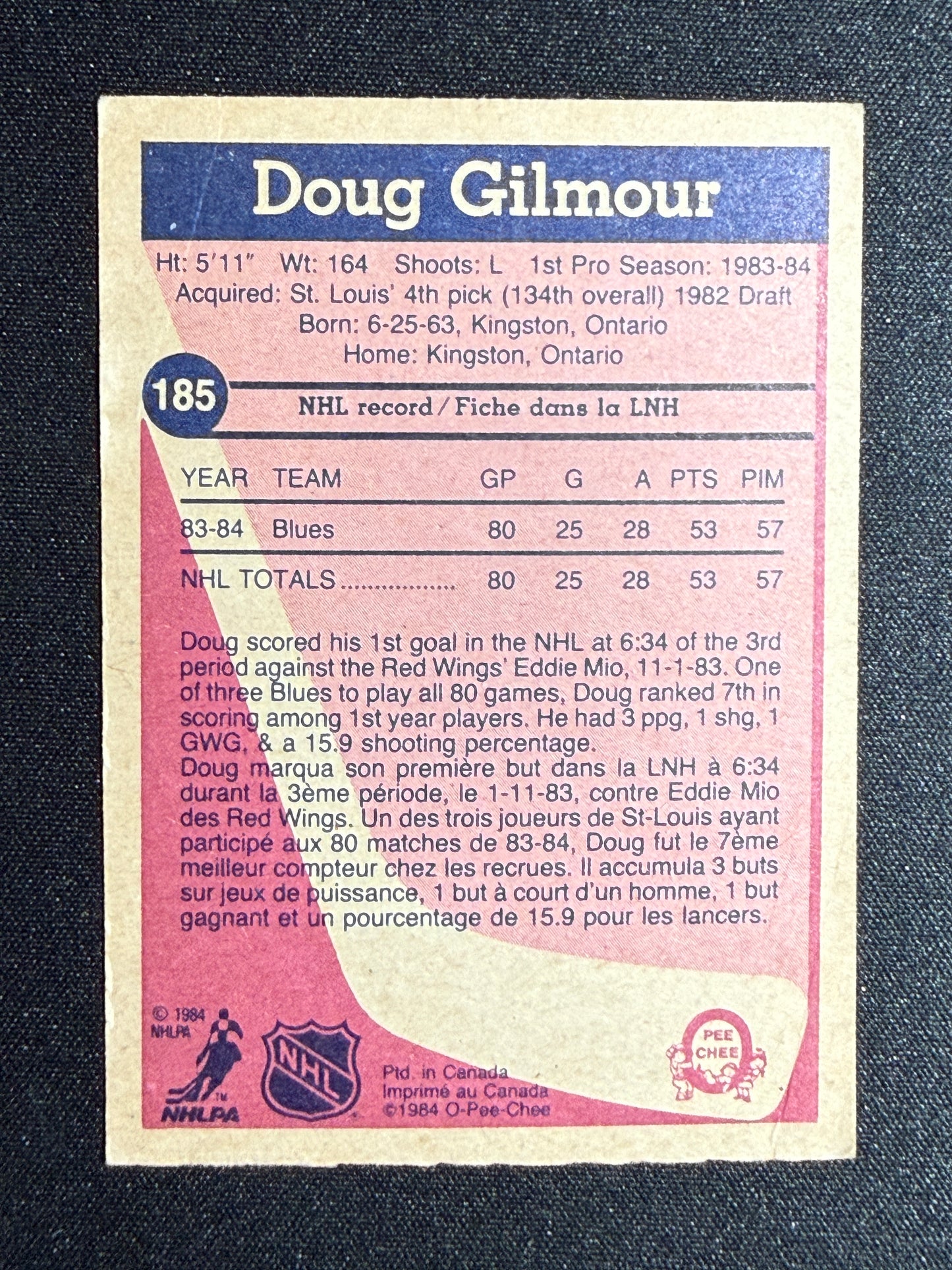 Doug Gilmour #185 O-Pee-Chee 1984