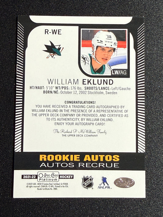 William Eklund #R-WE Rookie Autos