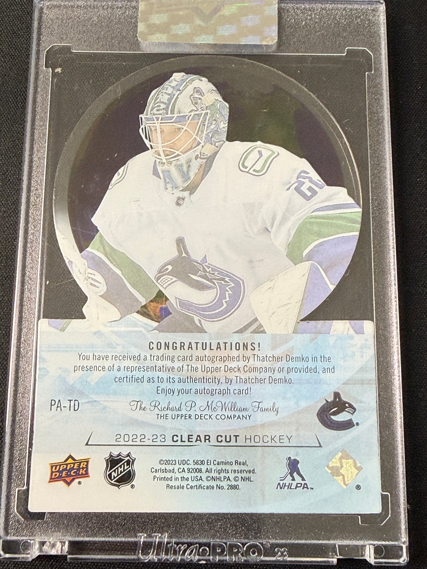 Thatcher Demko 22-23 Clear Cut Hockey 10/99 PA-TD
