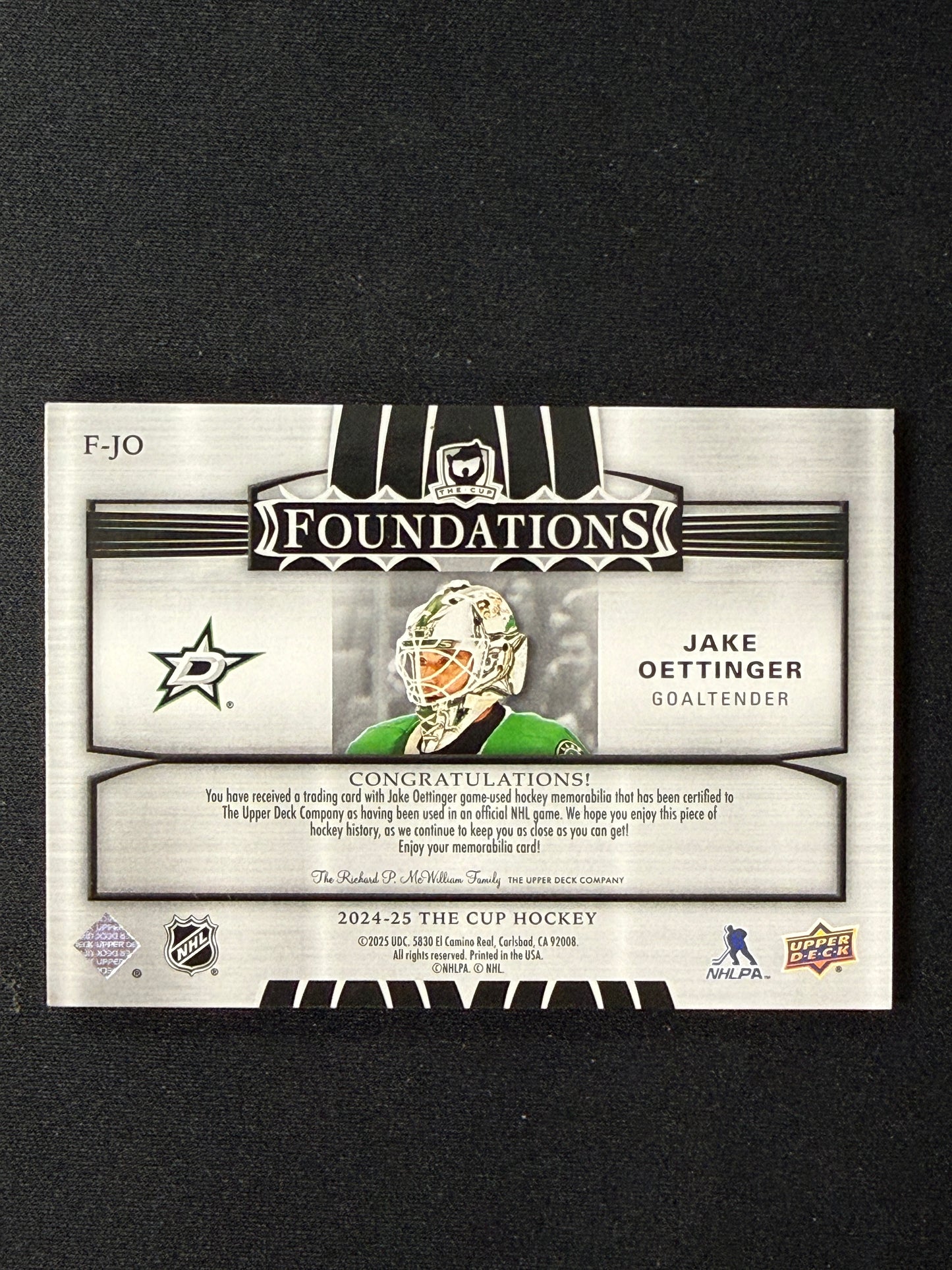 Jake Oettinger 24-25 The Cup Foundations 47/49 F-JO