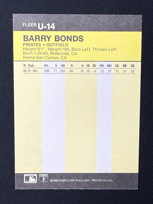 Barry Bonds #U-14 Fleer