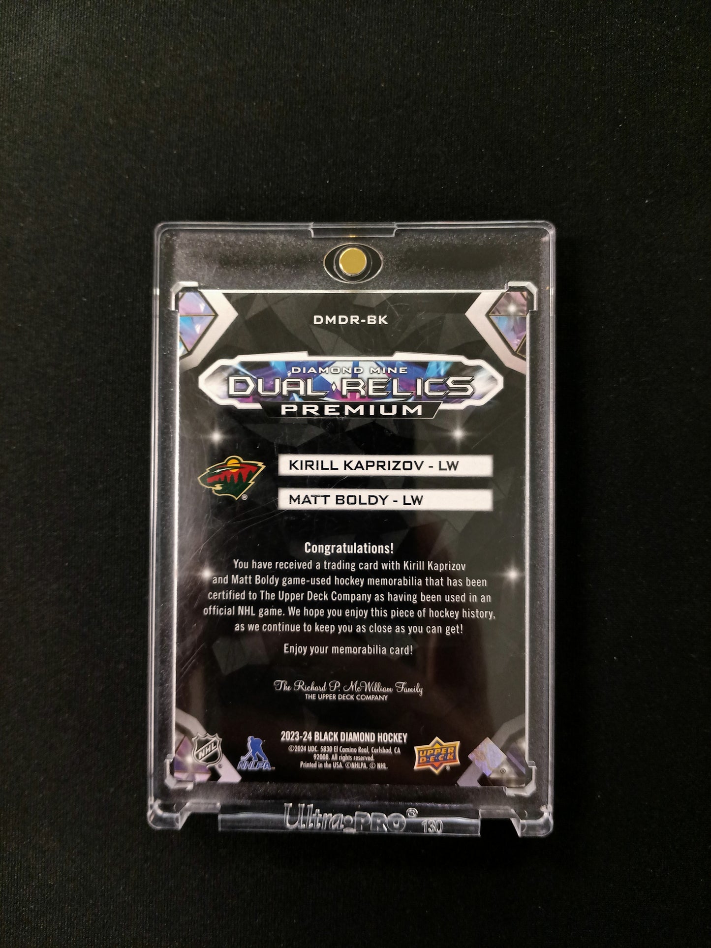 Kirill Kaprizov & Matt Boldy #DMDR-BK Dual Relics