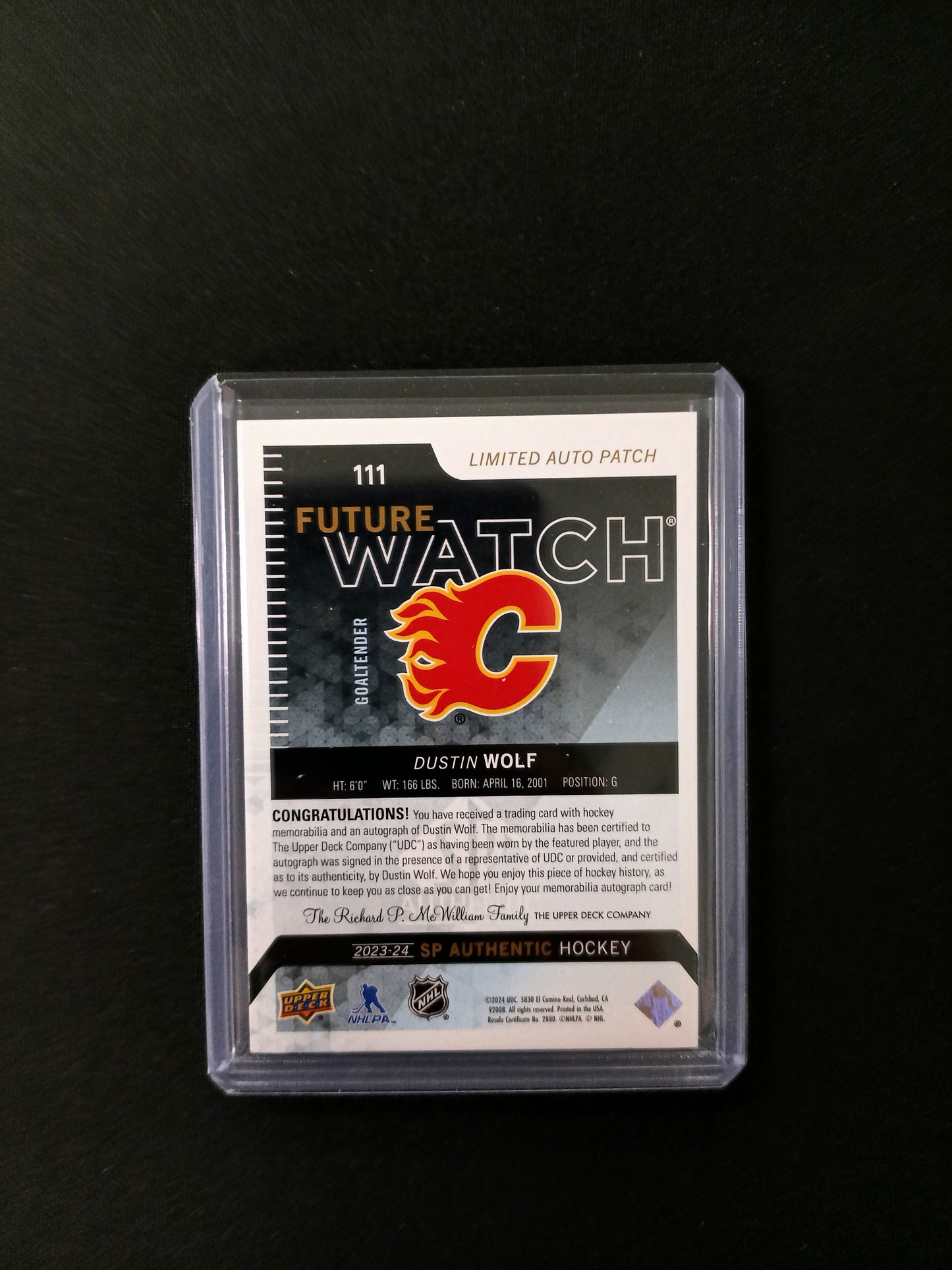 Dustin Wolf #111 2023-24 Limited Future Watch