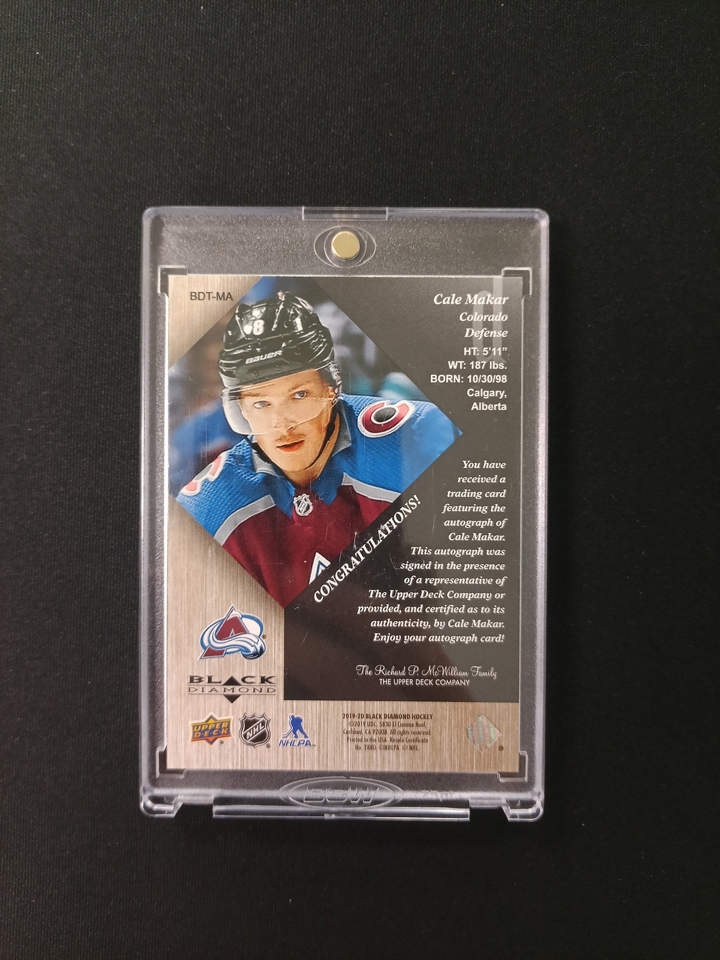 Cale Makar #BDT-MA Black Diamond