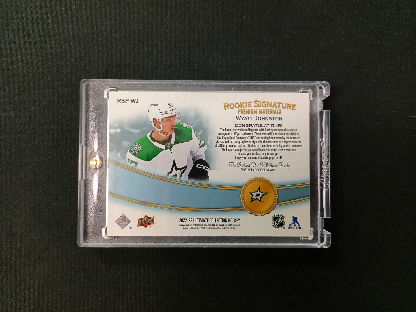 Wyatt Johnston #RSP-WJ Rookie Signature Premium Materials
