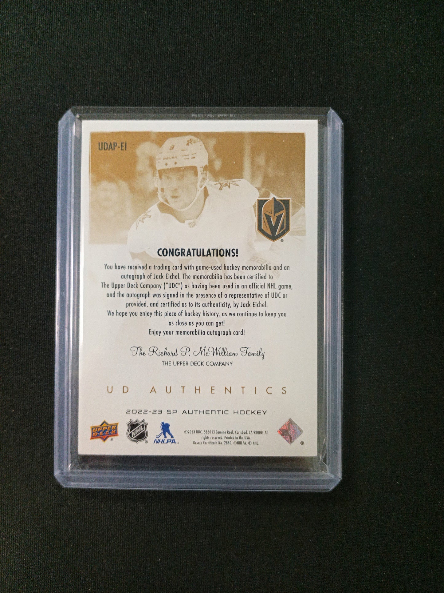 Jack Eichel #UDAP-El 2022-23 SP Authentic