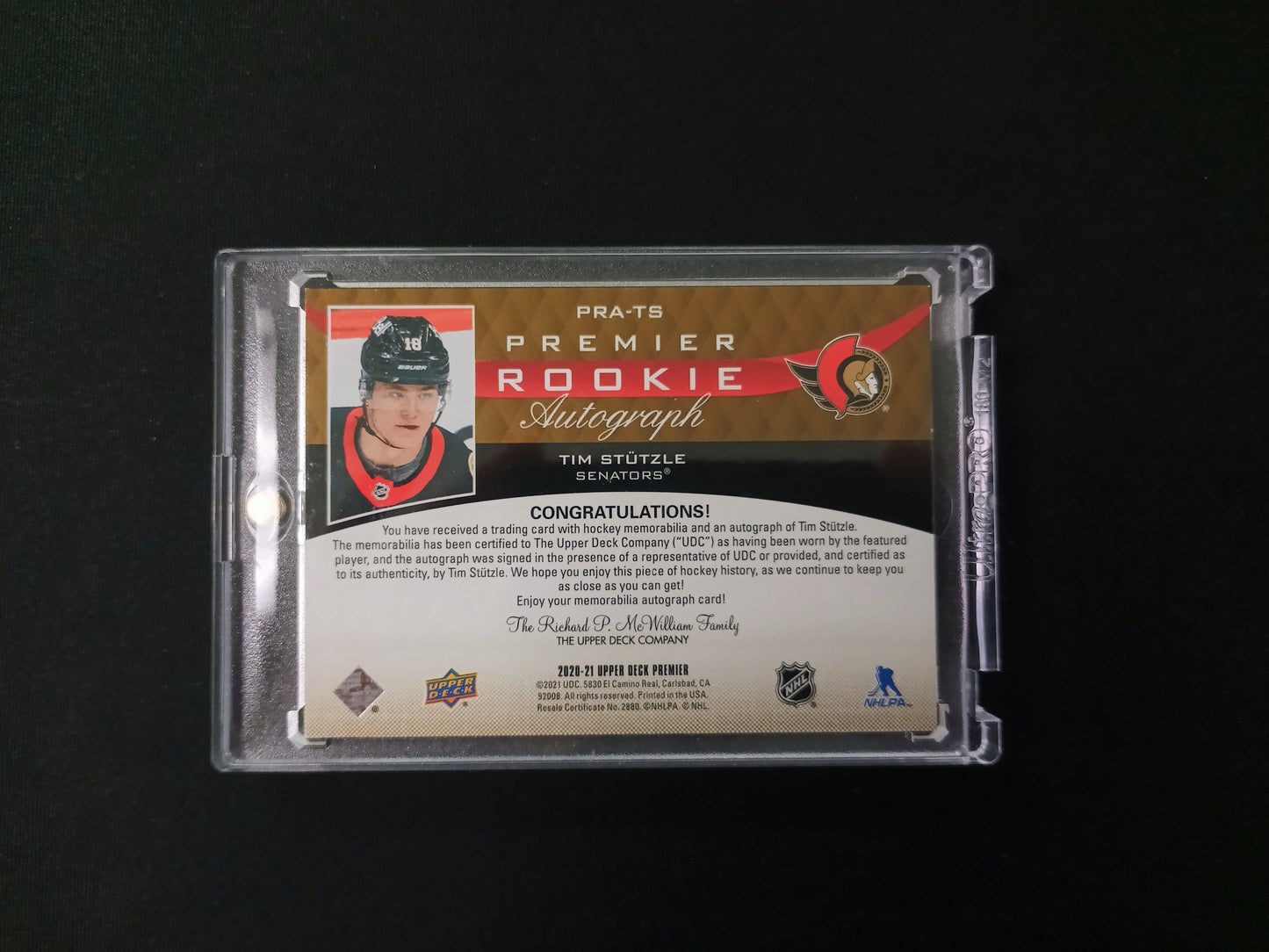Tim Stutzle #PRA-TS 2020-21 Rookie Auto