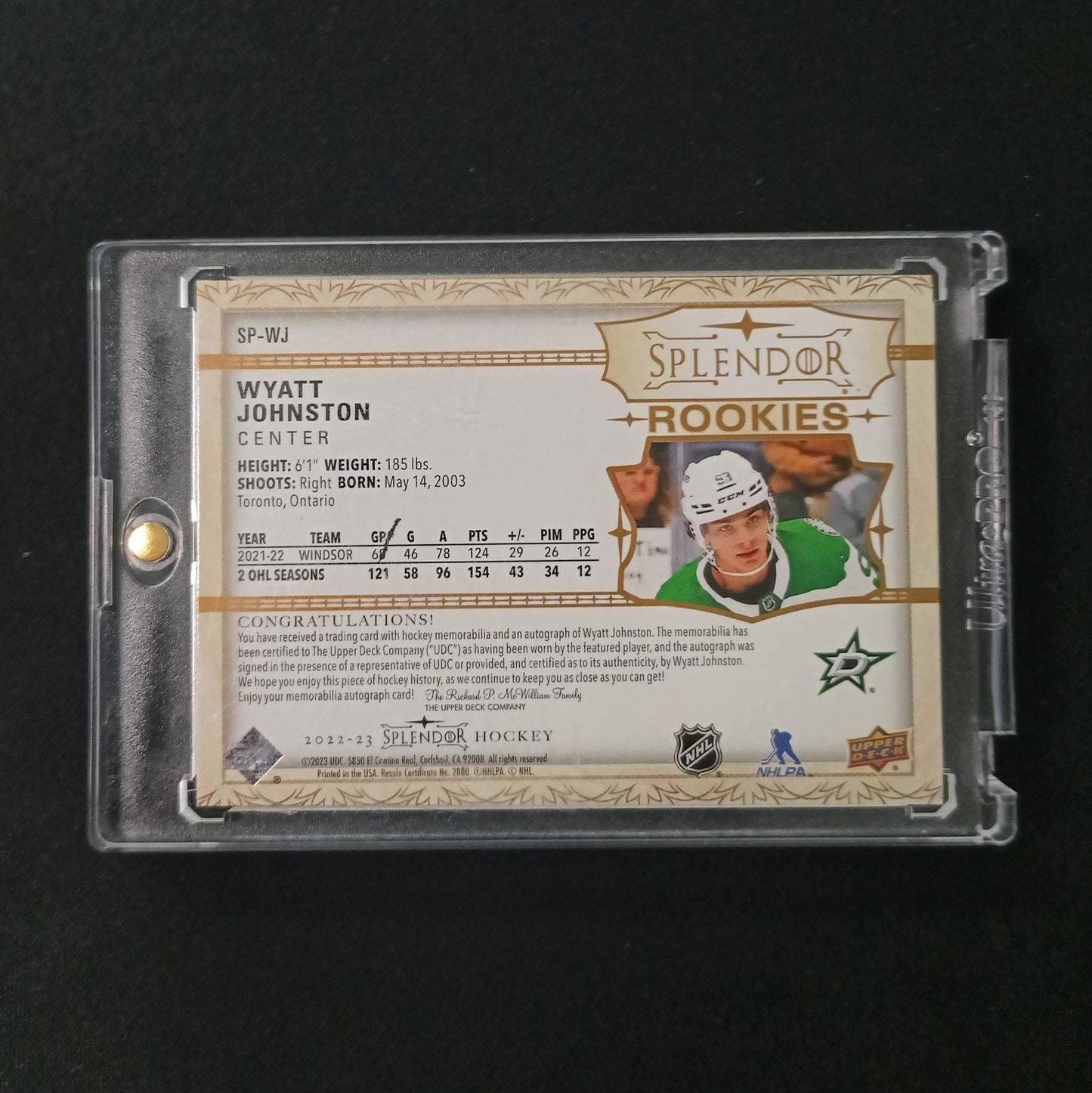 Wyatt Johnston #SP-WJ Splendor Rookies