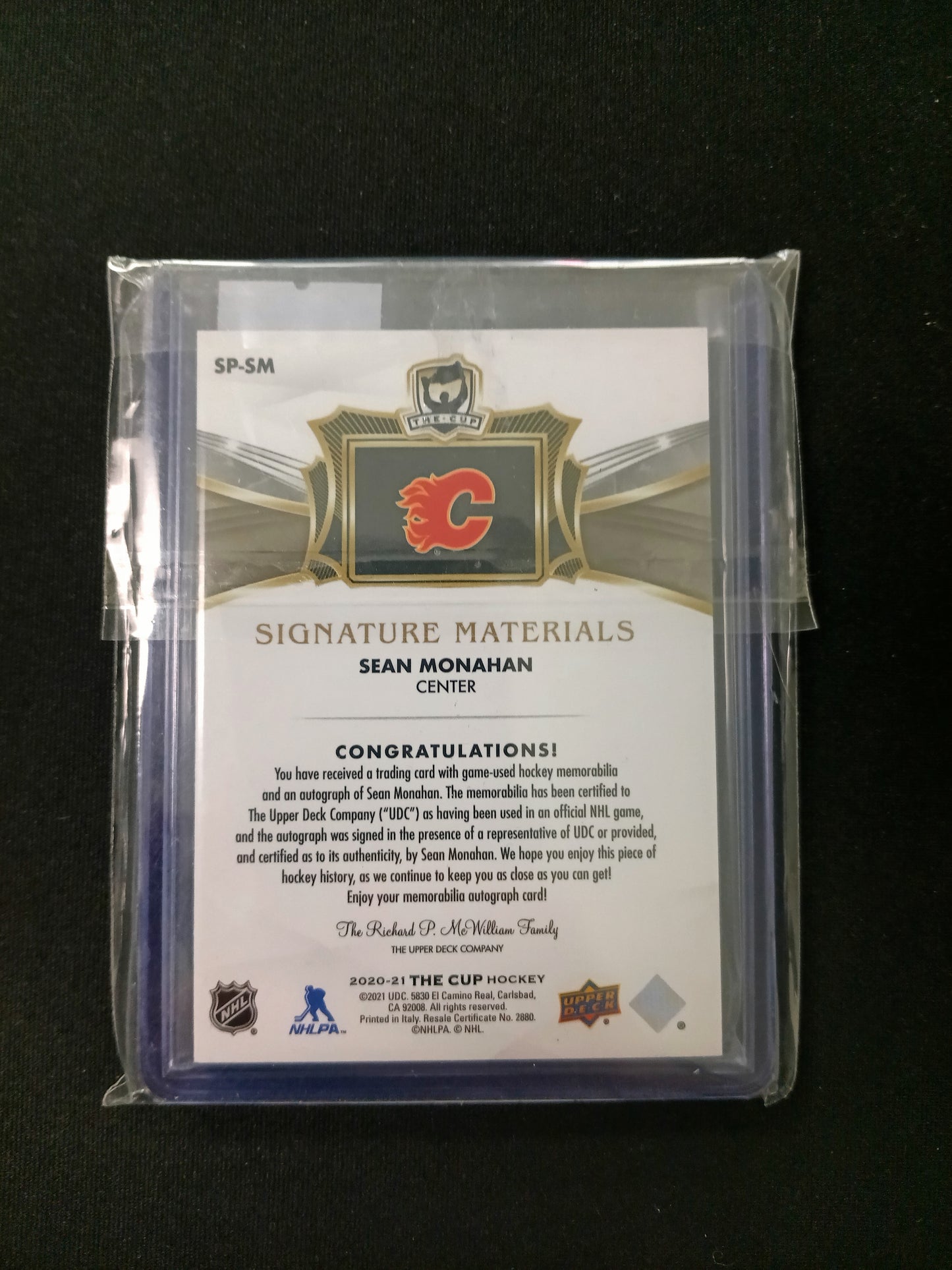 Sean Monahan #SP-SM Signature Materials