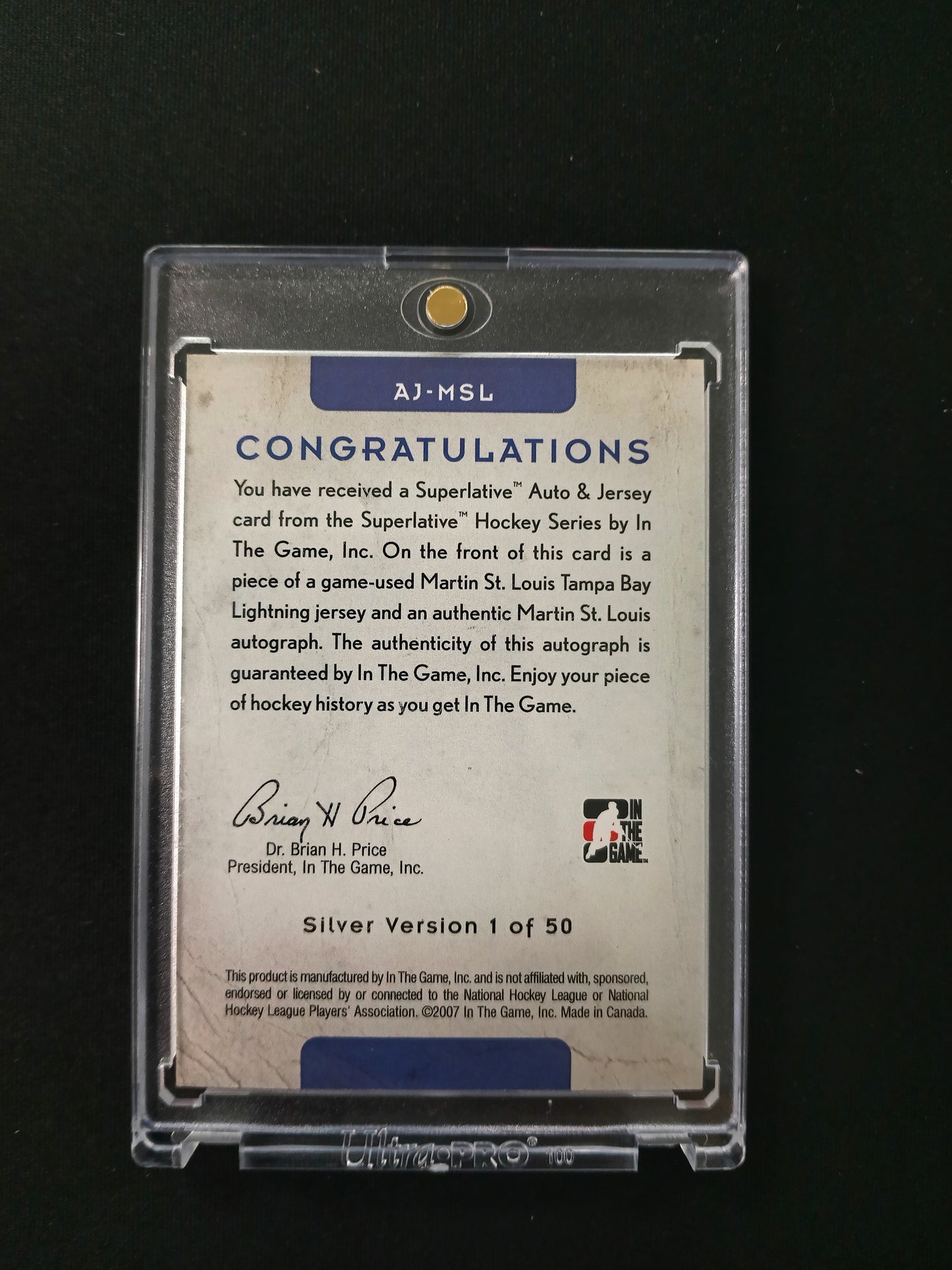 Martin St. Louis #AJ-MSL Silver Version