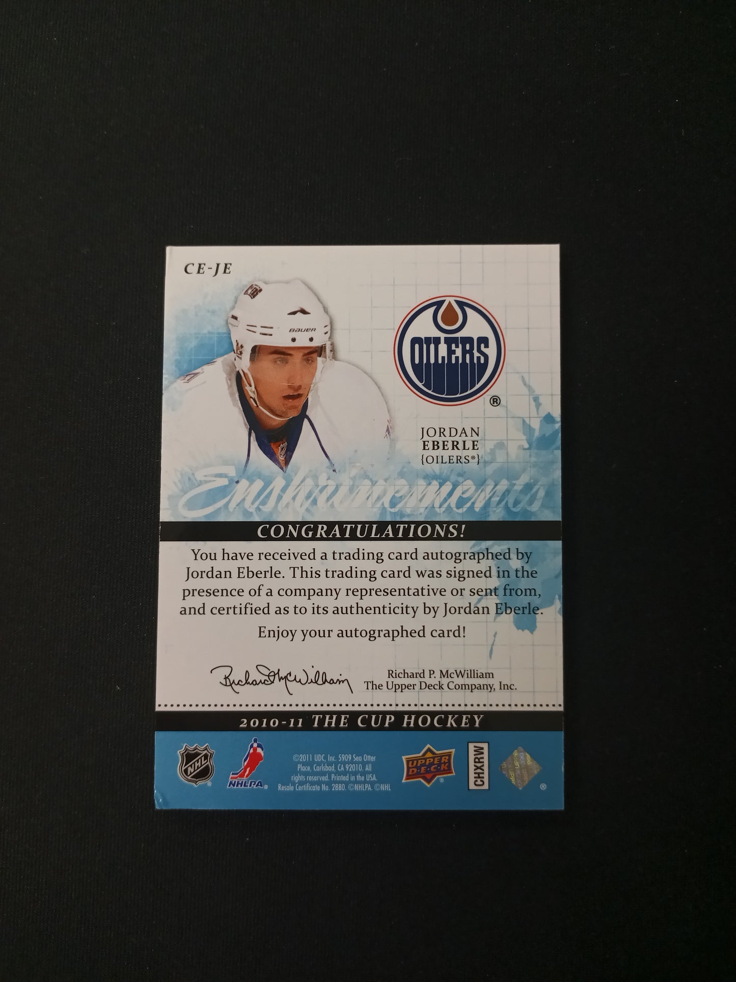 Jordan Eberle #CE-JE Enshrinements 2010-11