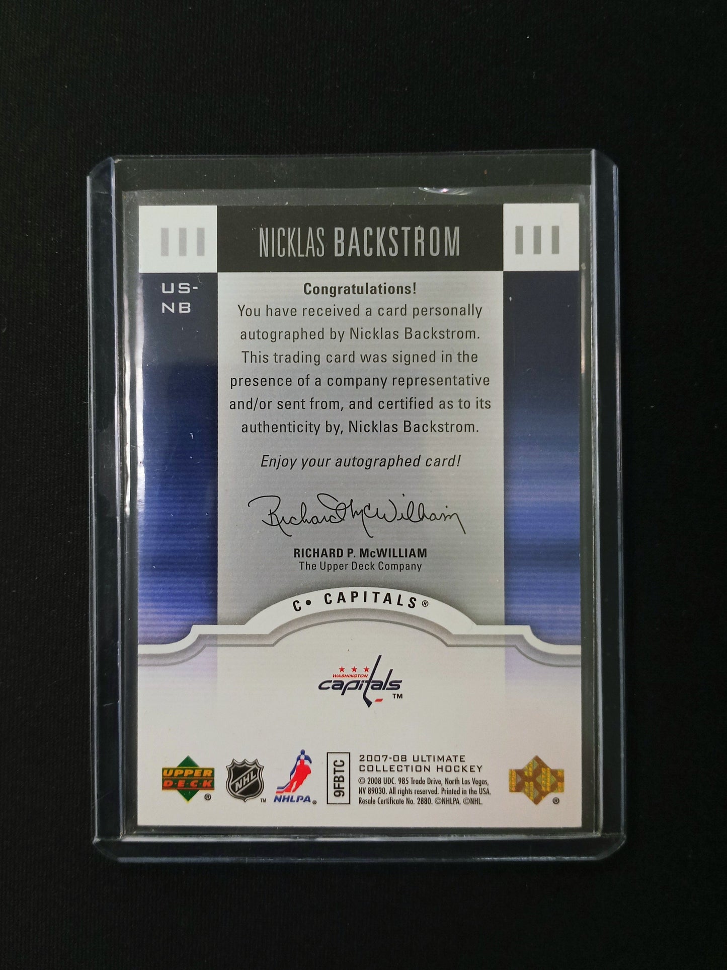 Nicklas Backstrom #US-NB Ultimate Signatures