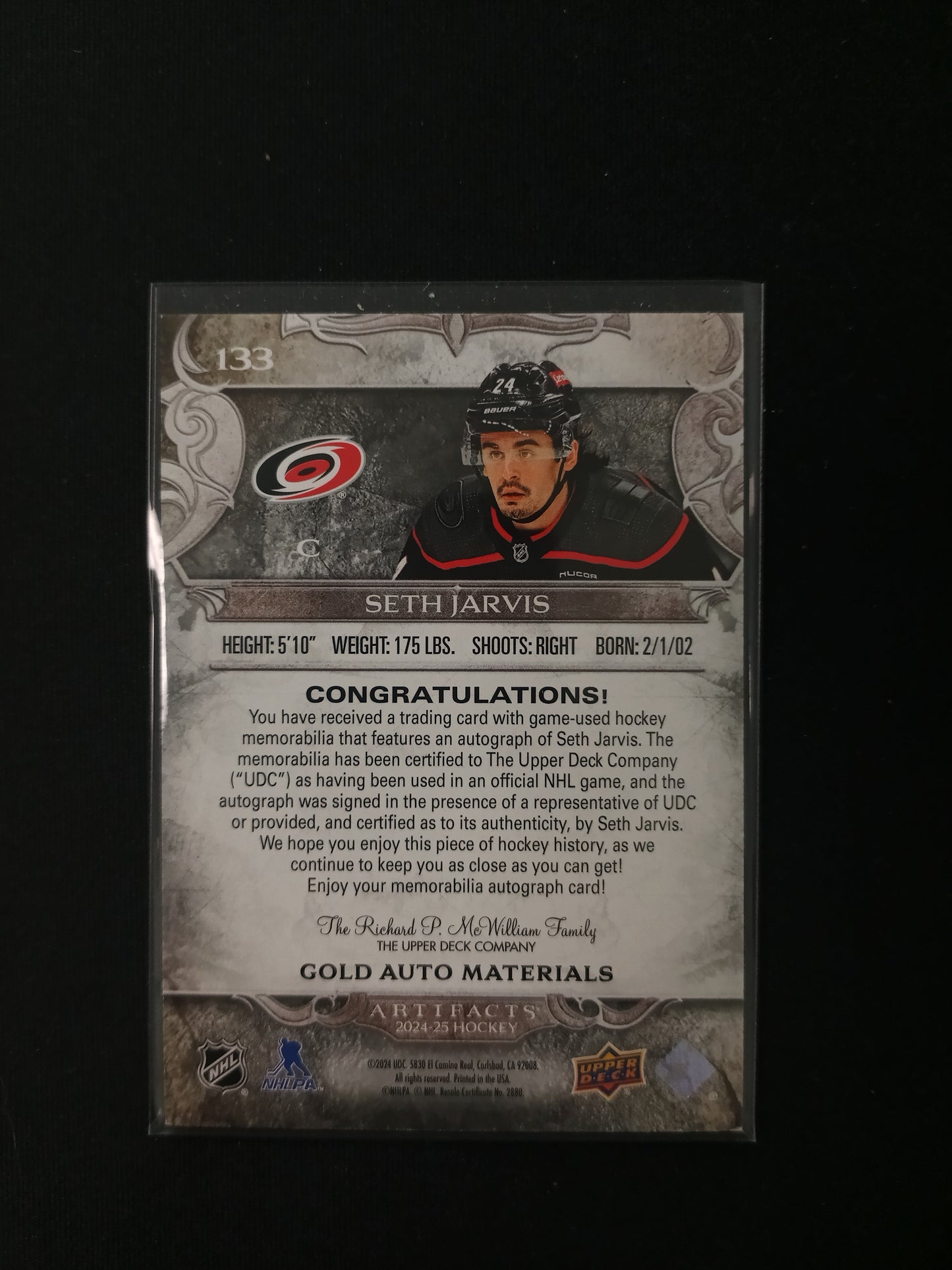 Seth Jarvis #133 Artifacts