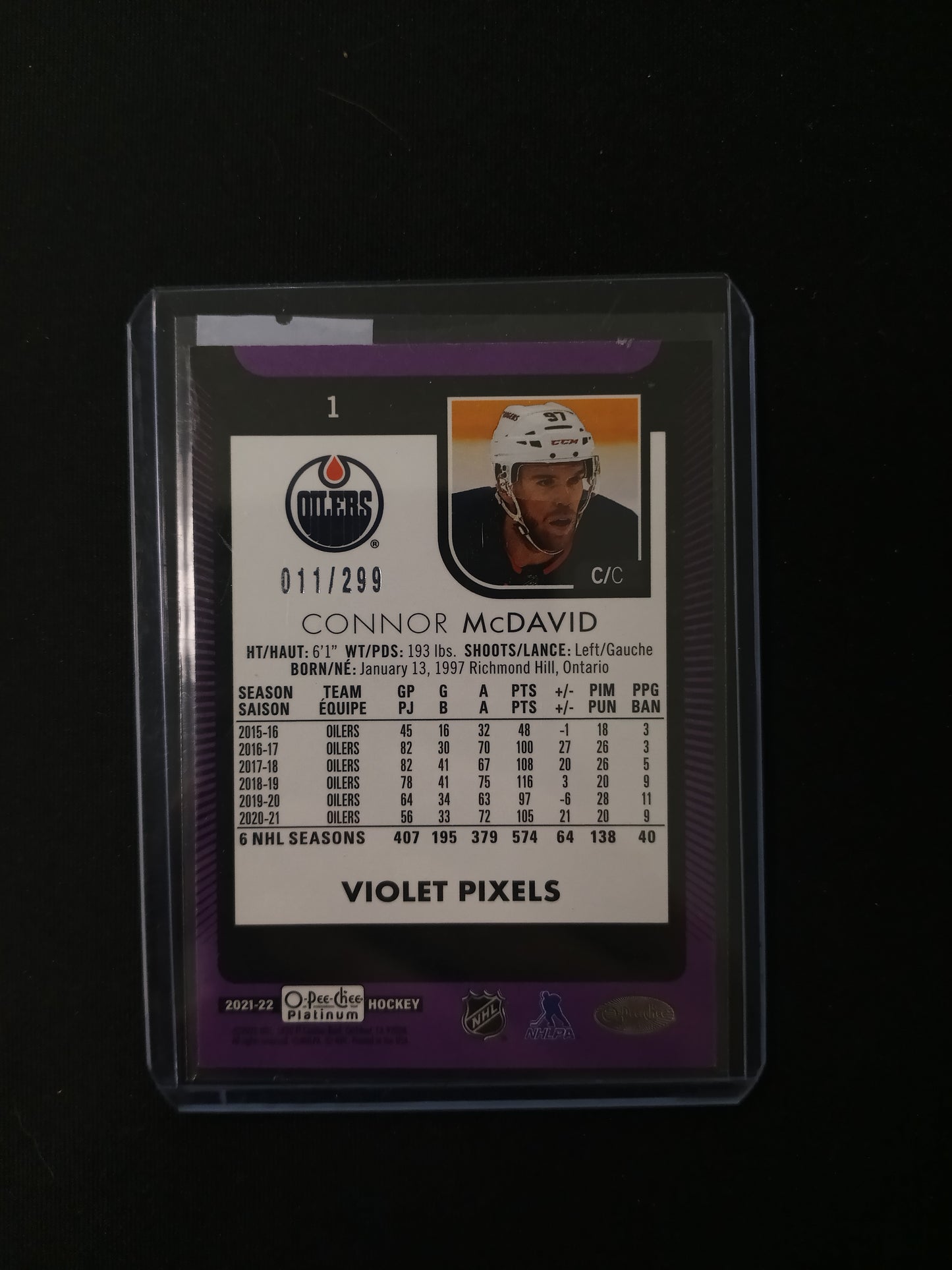 Connor McDavid #1 Violet Pixels