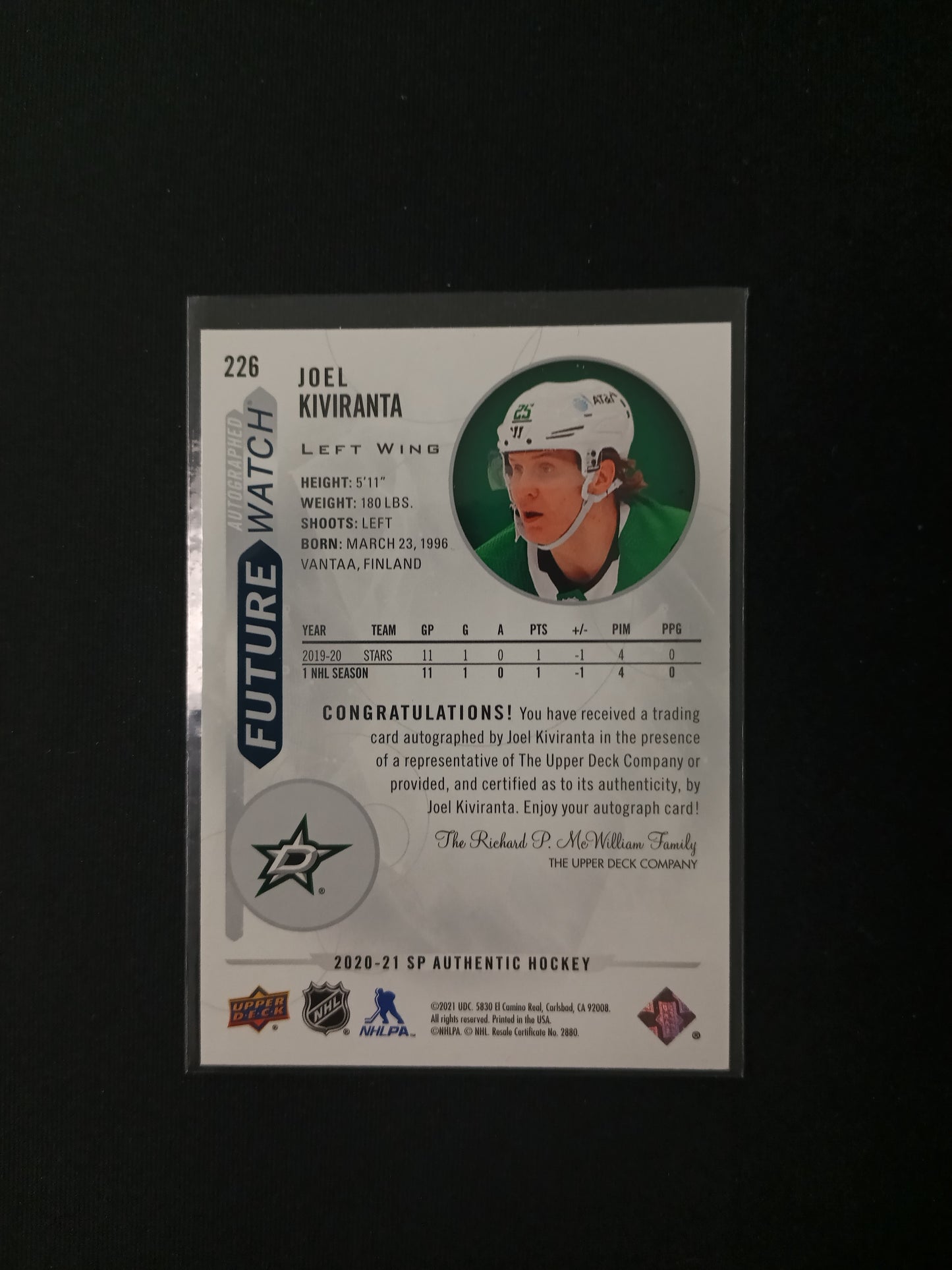 Joel Kiviranta #226 Future Watch Auto