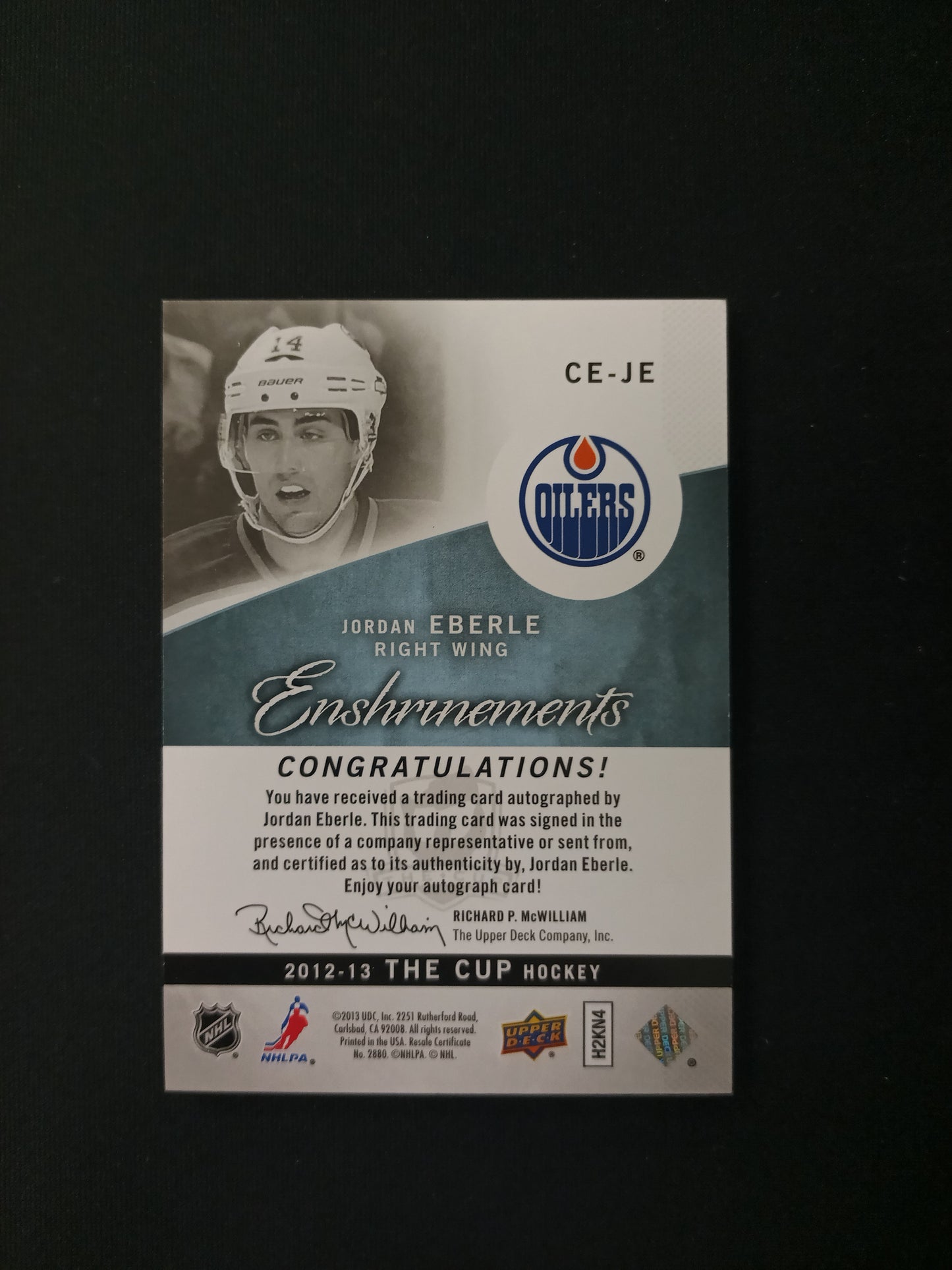 Jordan Eberle #CE-JE Enshrinements 2012-13