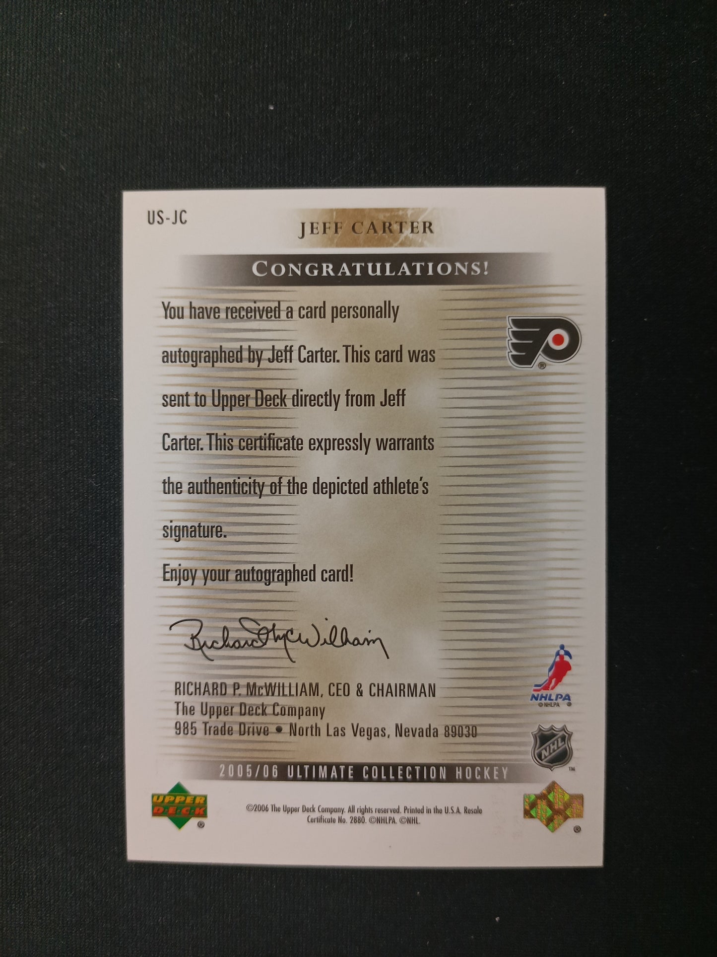 Jeff Carter #US-JC Ultimate Signatures