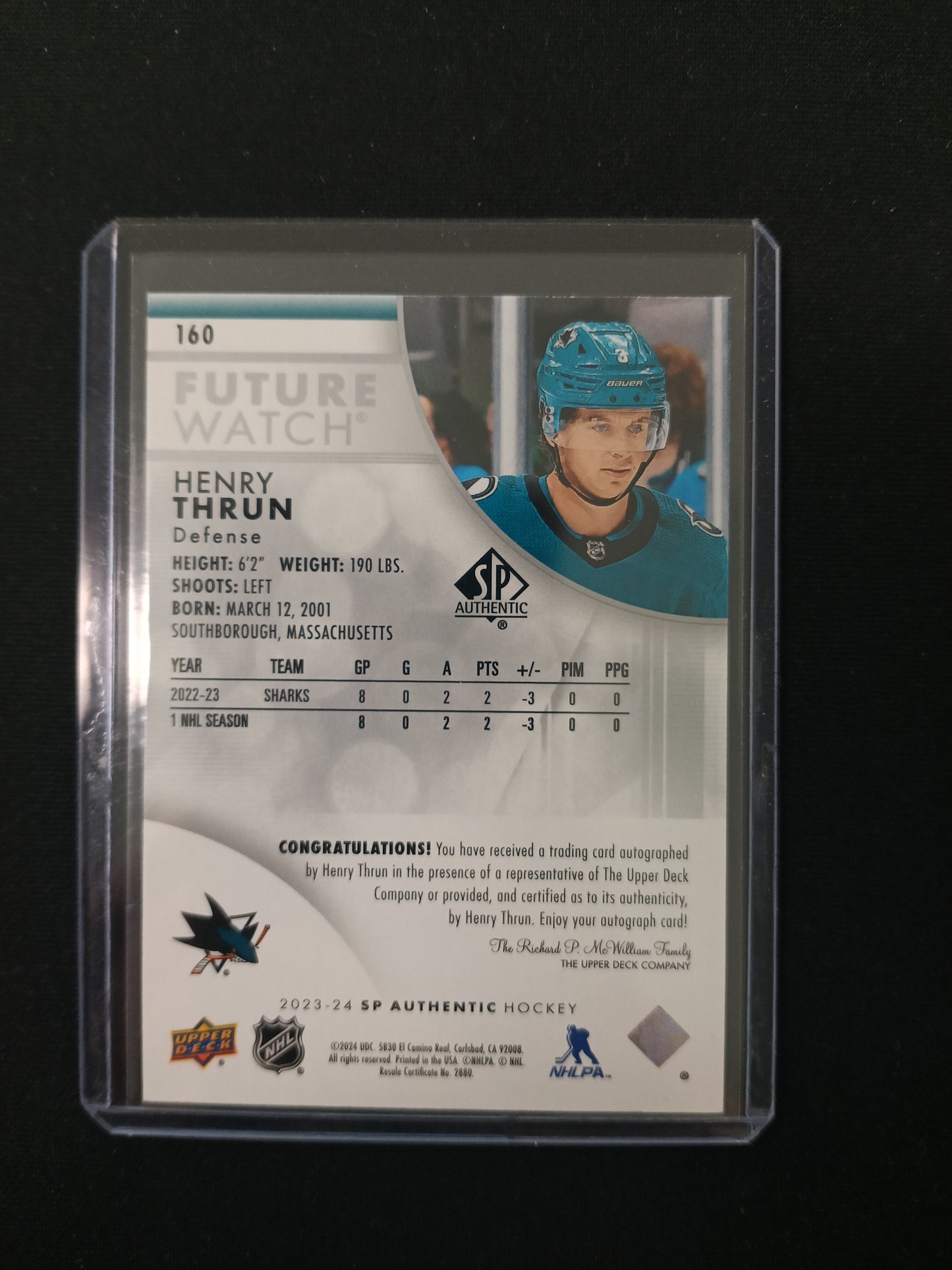 Henry Thrun #160 Future Watch Auto