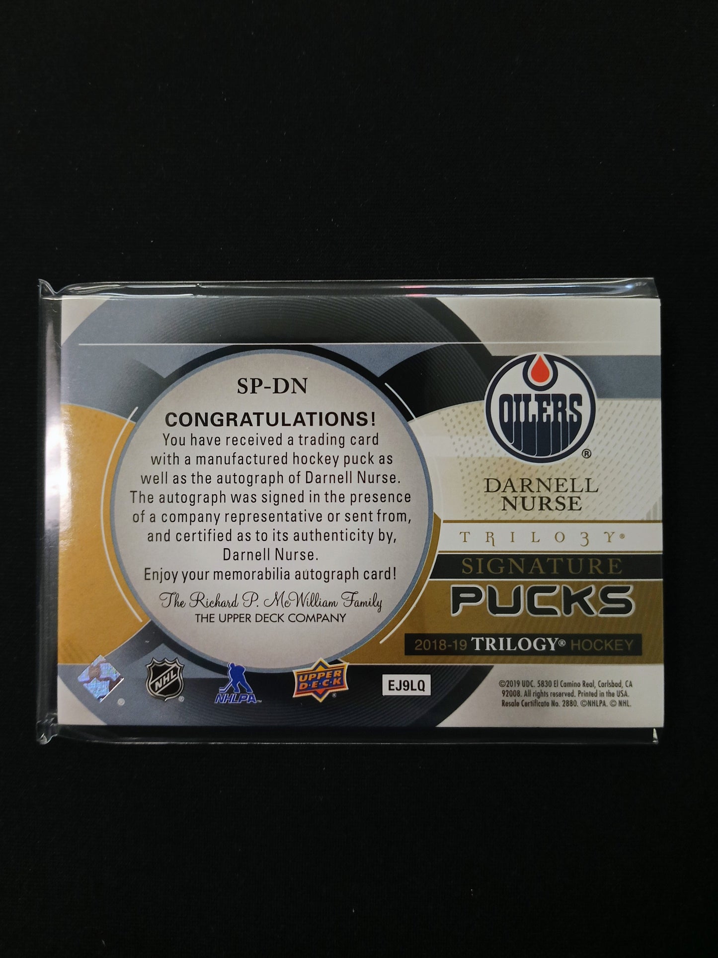 Darnell Nurse #SP-DN Signature Pucks