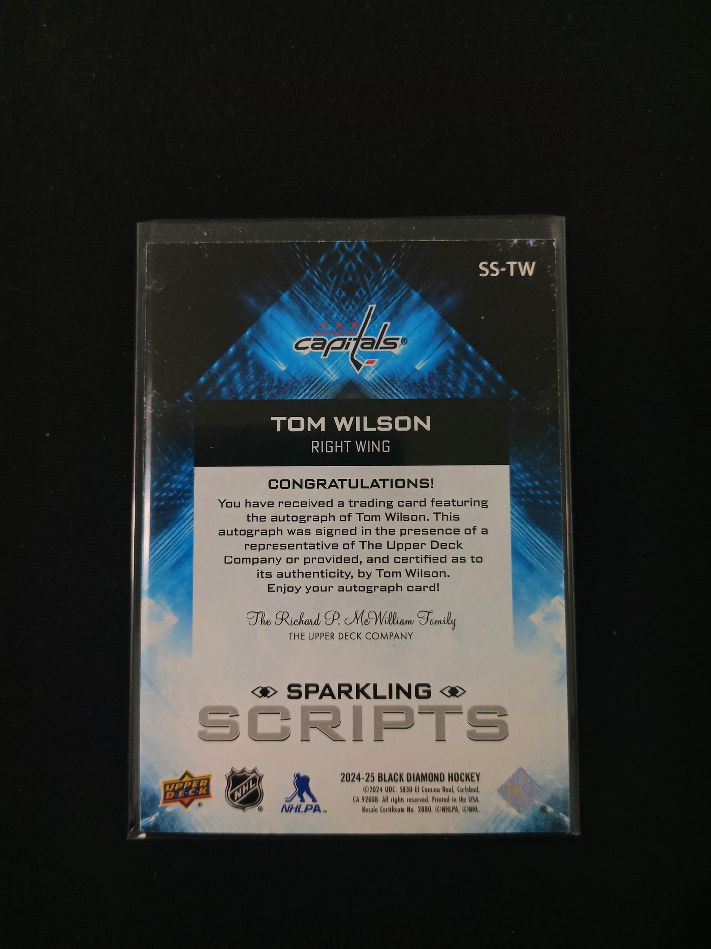 Tom Wilson #SS-TW Sparkling Scripts