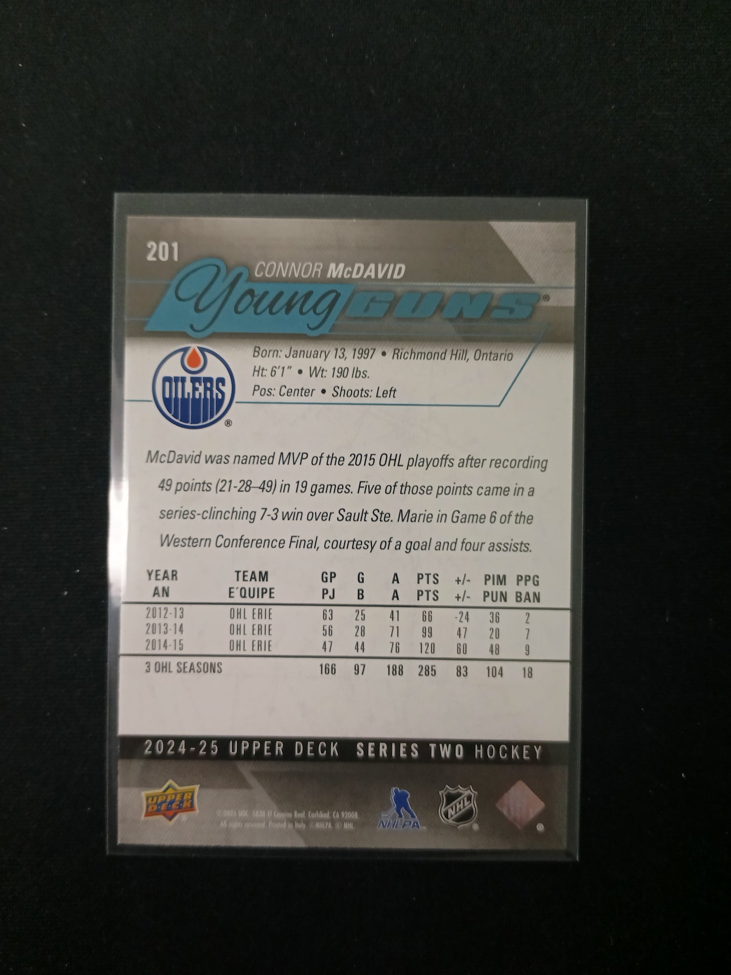 Connor McDavid #YGR-8 #201 Young Guns Renewed