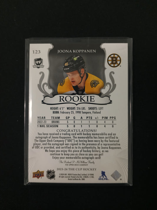 Joona Koppanen #123 Rookie Auto Patch