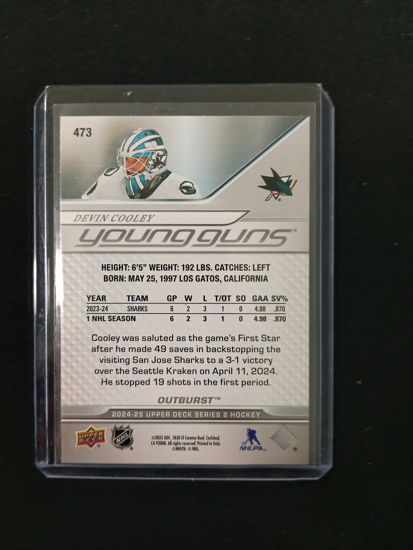 Devin Cooley #473 Young Guns Outburst