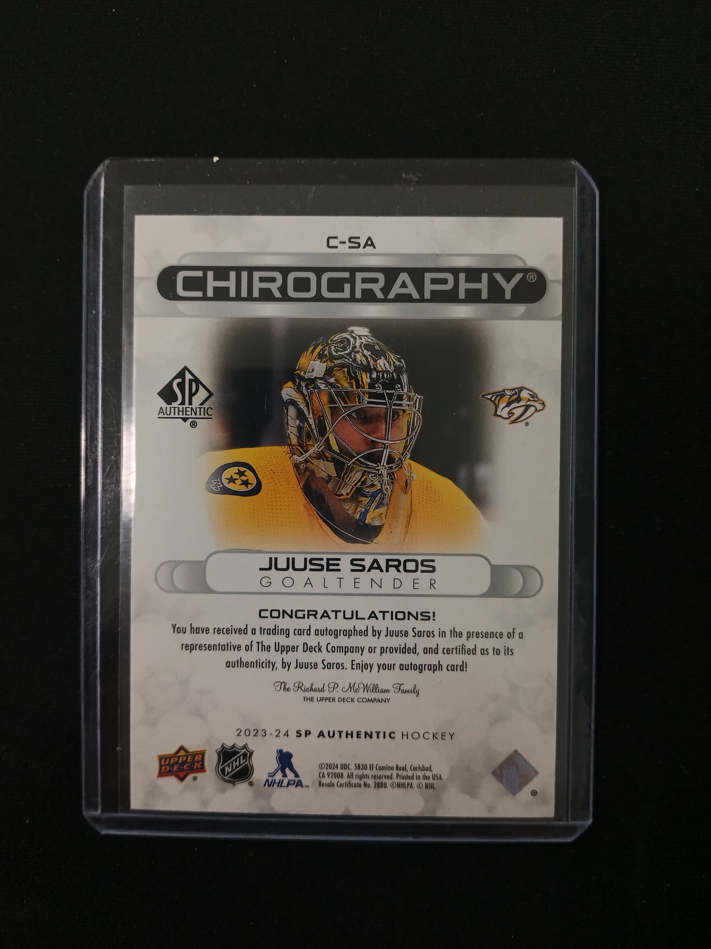 Juuse Saros #C-SA Chirography