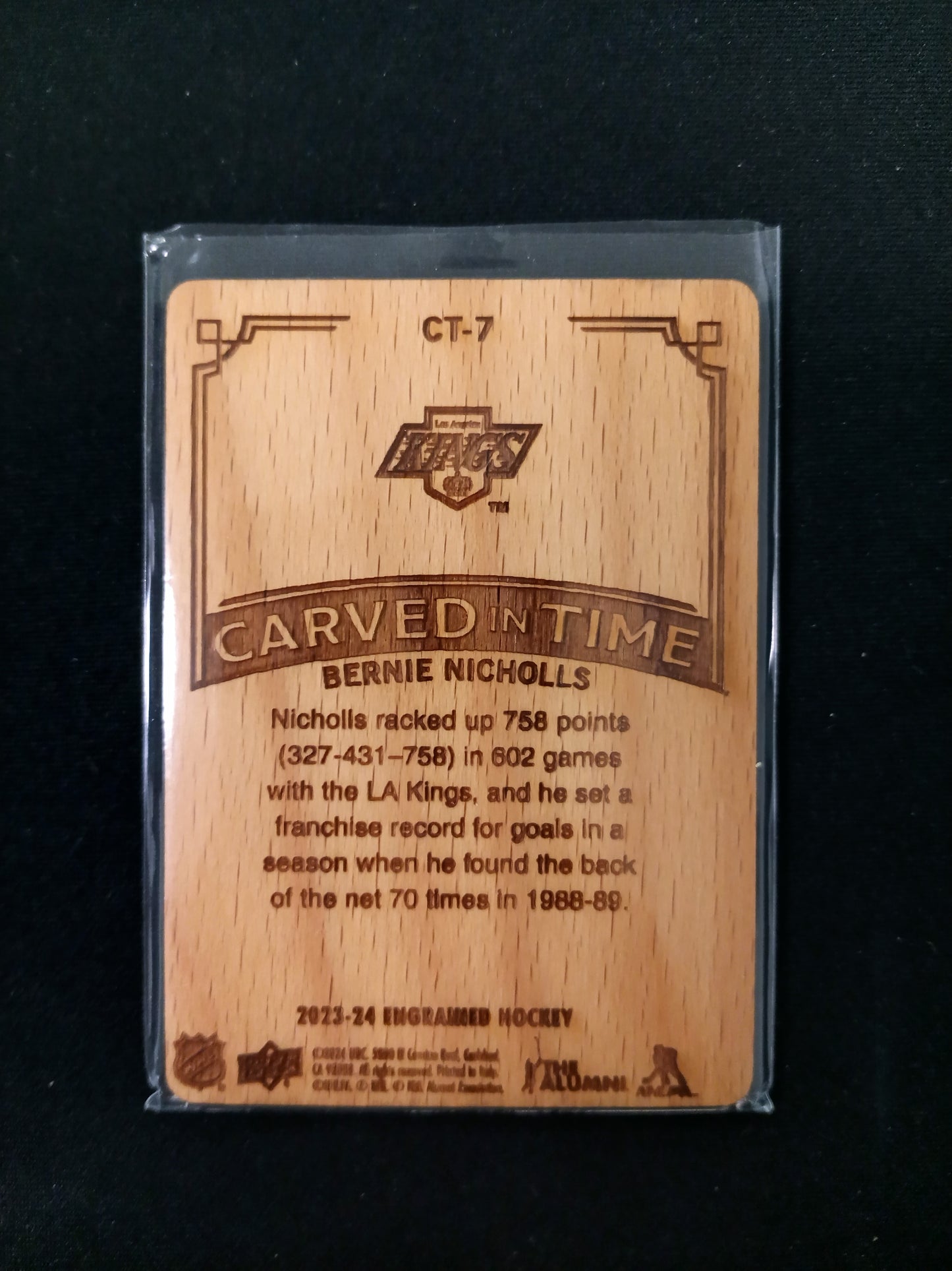 Bernie Nicholls #CT-7 Carved in Time Wood Card