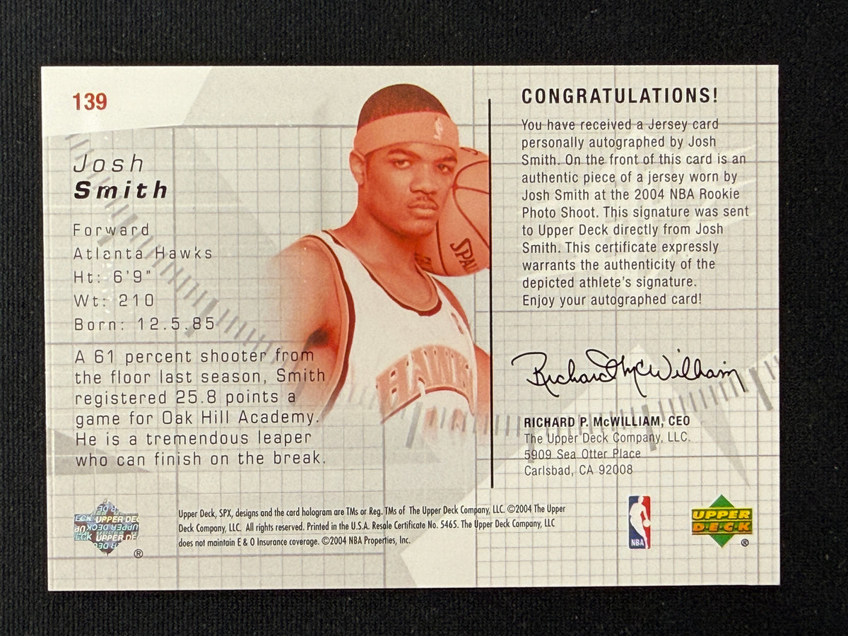 Josh Smith #139 Autographed Rookie Jersey /1999