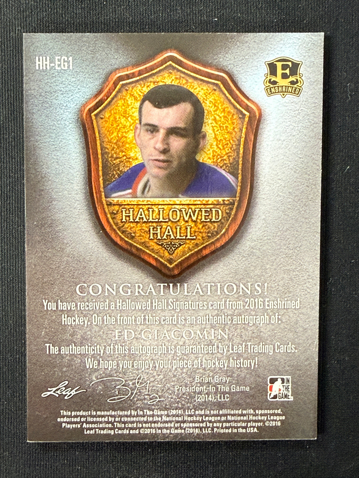 Ed Giacomin #HH-EG1 Hallowed Hall Auto | 2/45