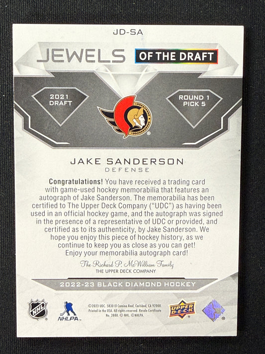Jake Sanderson #JD-SA Jewels of the Draft | 14/49