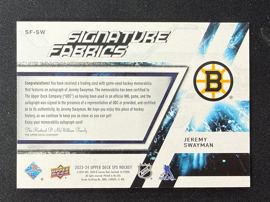 Jeremy Swayman #SF-SW Signature Fabrics /99