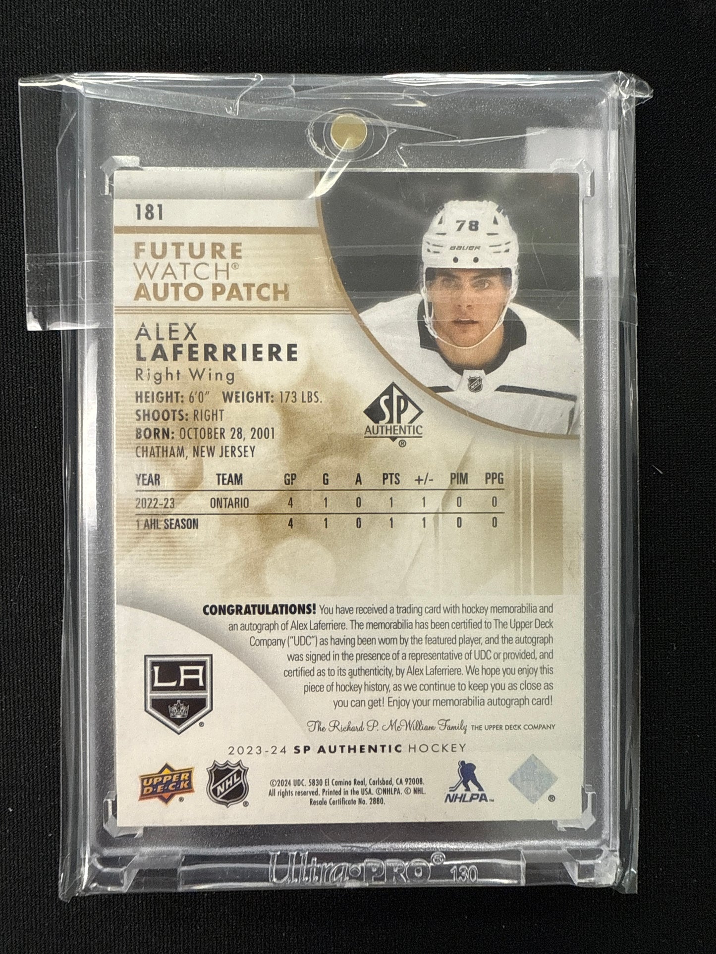 Alex Laferriere #181 Future Watch Auto Patch