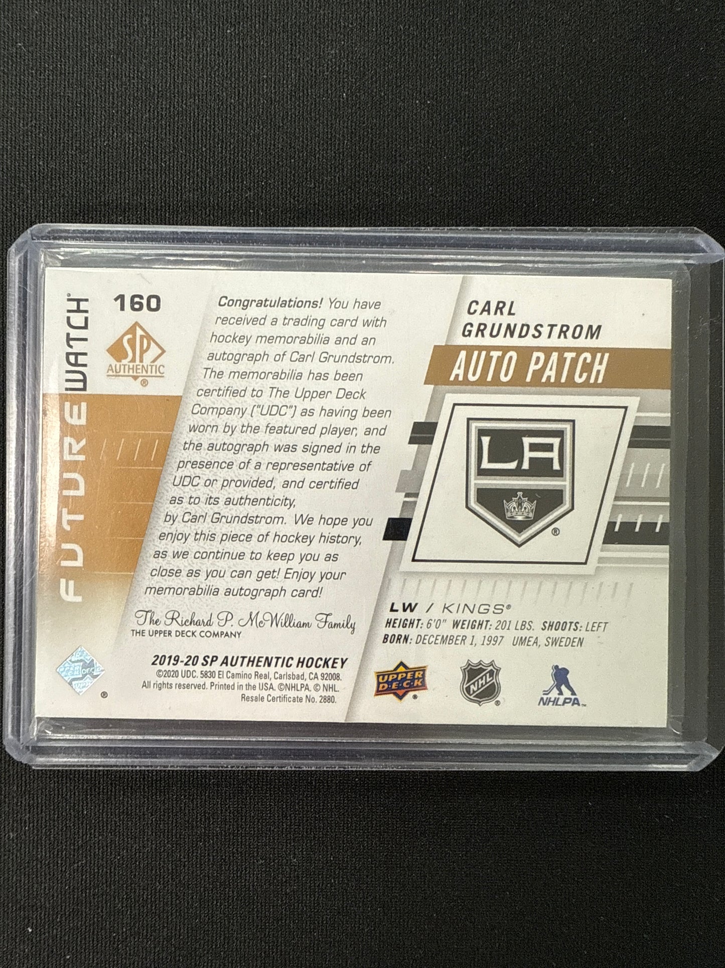 Carl Grundstrom #160 Future Watch Auto Patch