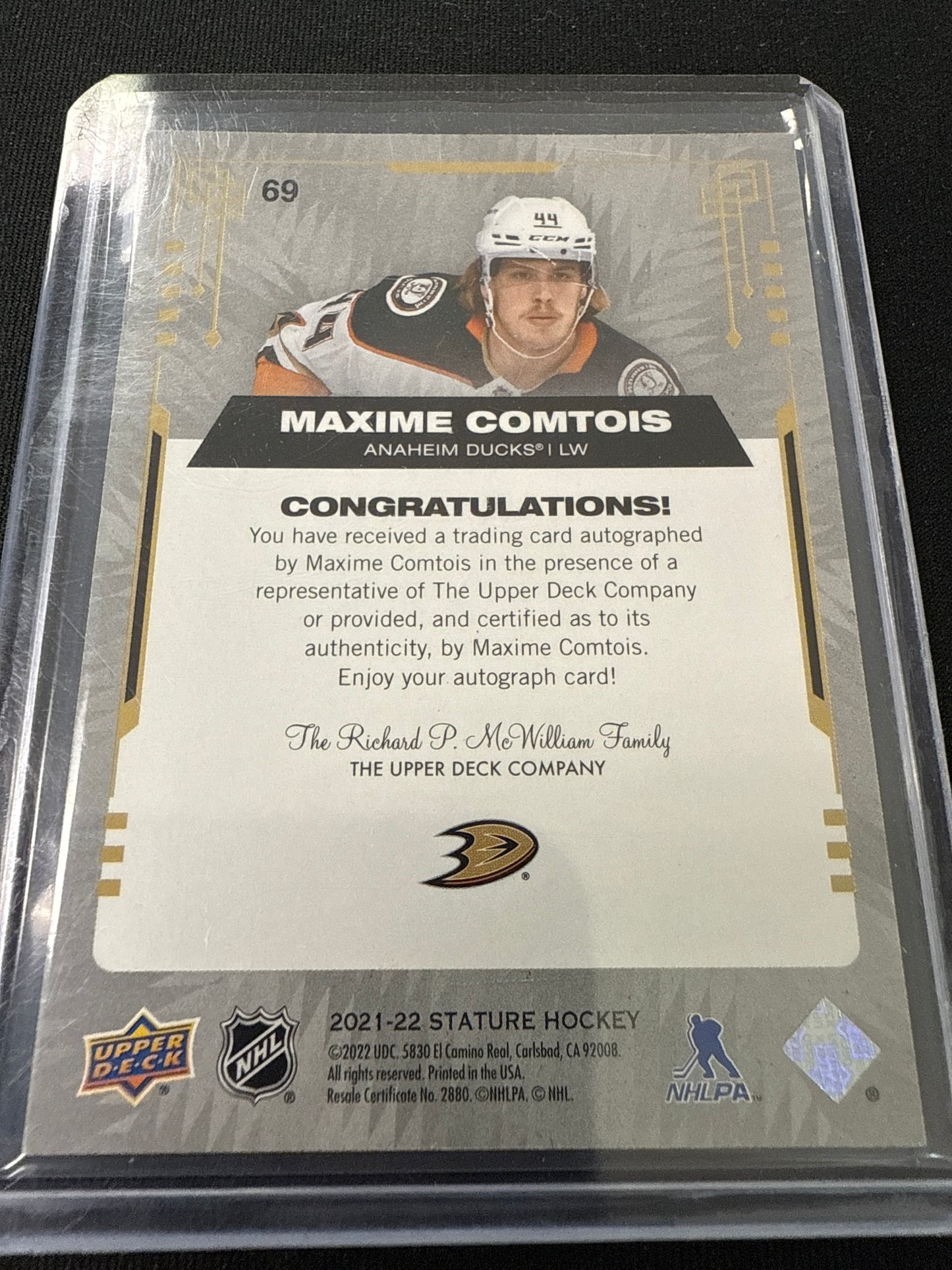 Maxime Comtois #69 Upper Deck Stature