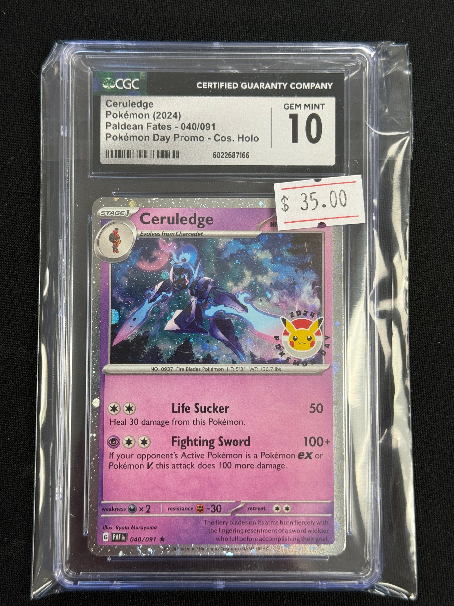 CGC GEM MT 10 Paladean Fates 040/091 Pokemon Day Promo