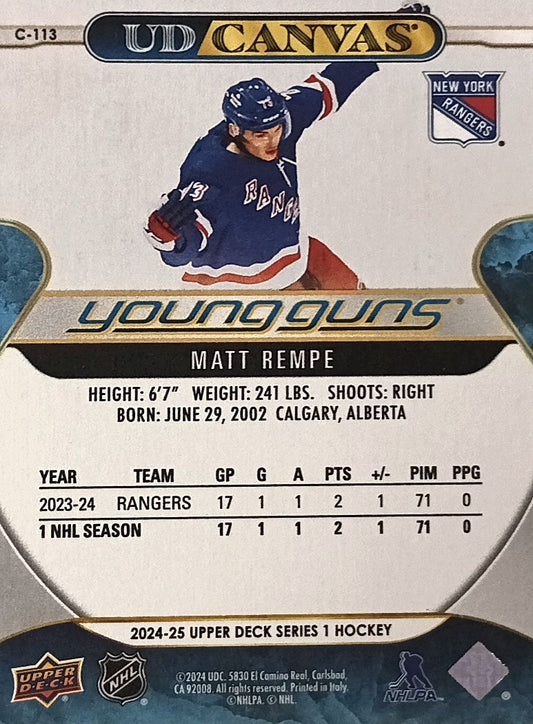Matt Rempe #C-113 Young Guns UD Canvas