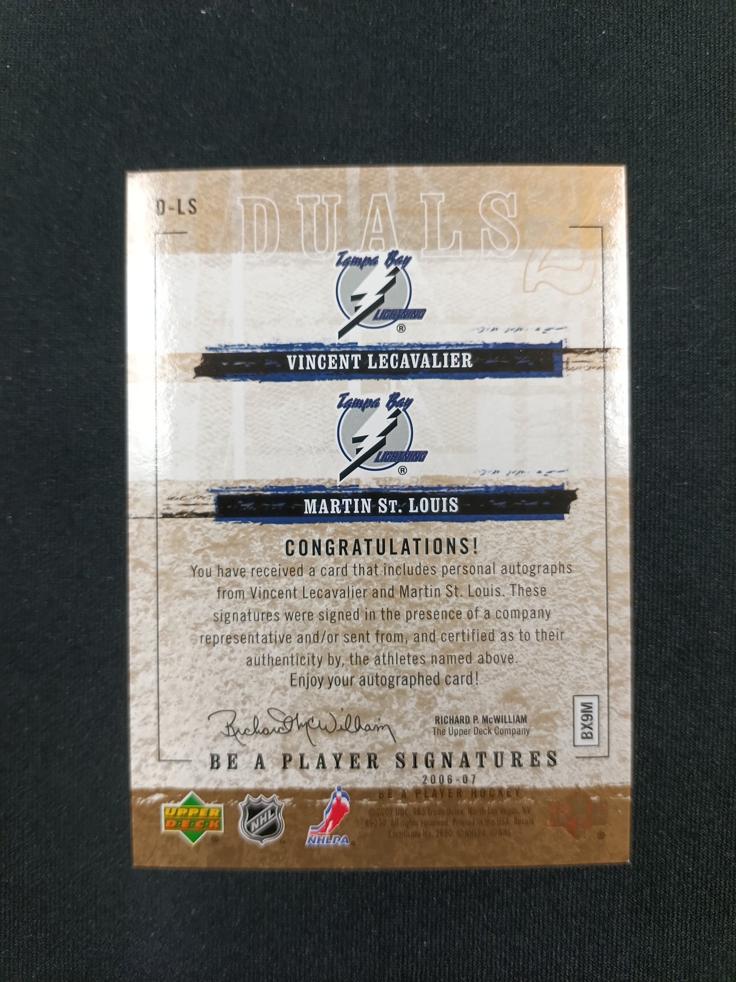 Vincent Lecavalier & Martin St. Louis 06-07 Be a player Signatures