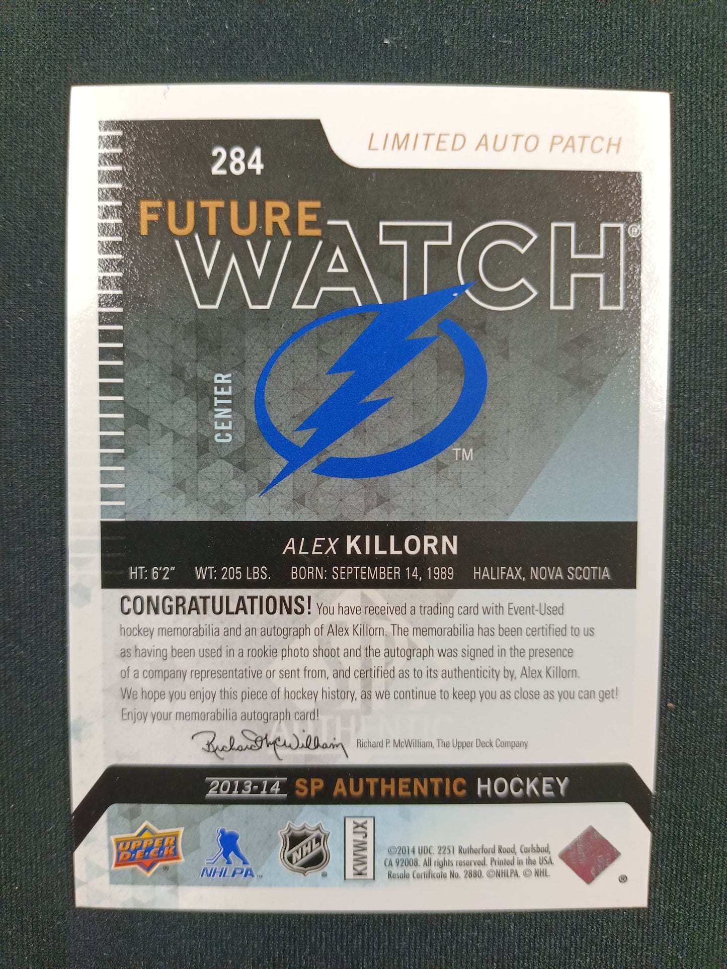 Alex Killorn 13-14 SP Authentic Hockey Limited FWAP 13/100