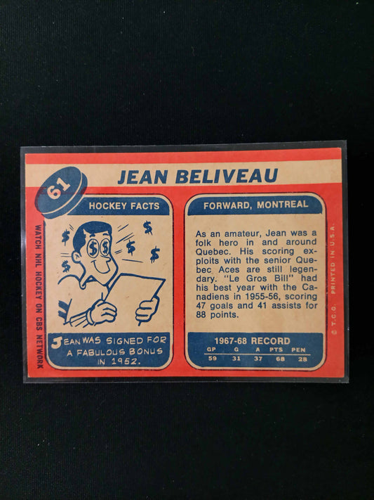 Jean Beliveau #61 1968 Topps
