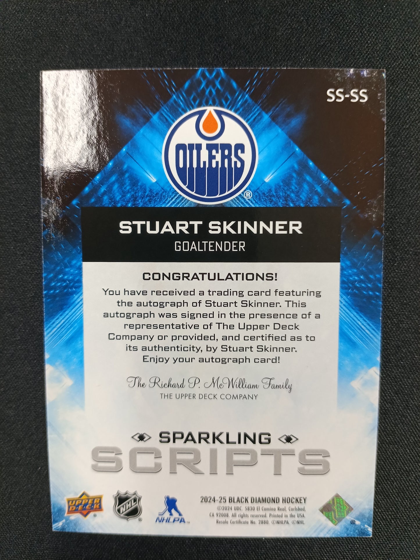 Stuart Skinner 24-25 Black Diamond Sparkling Scripts