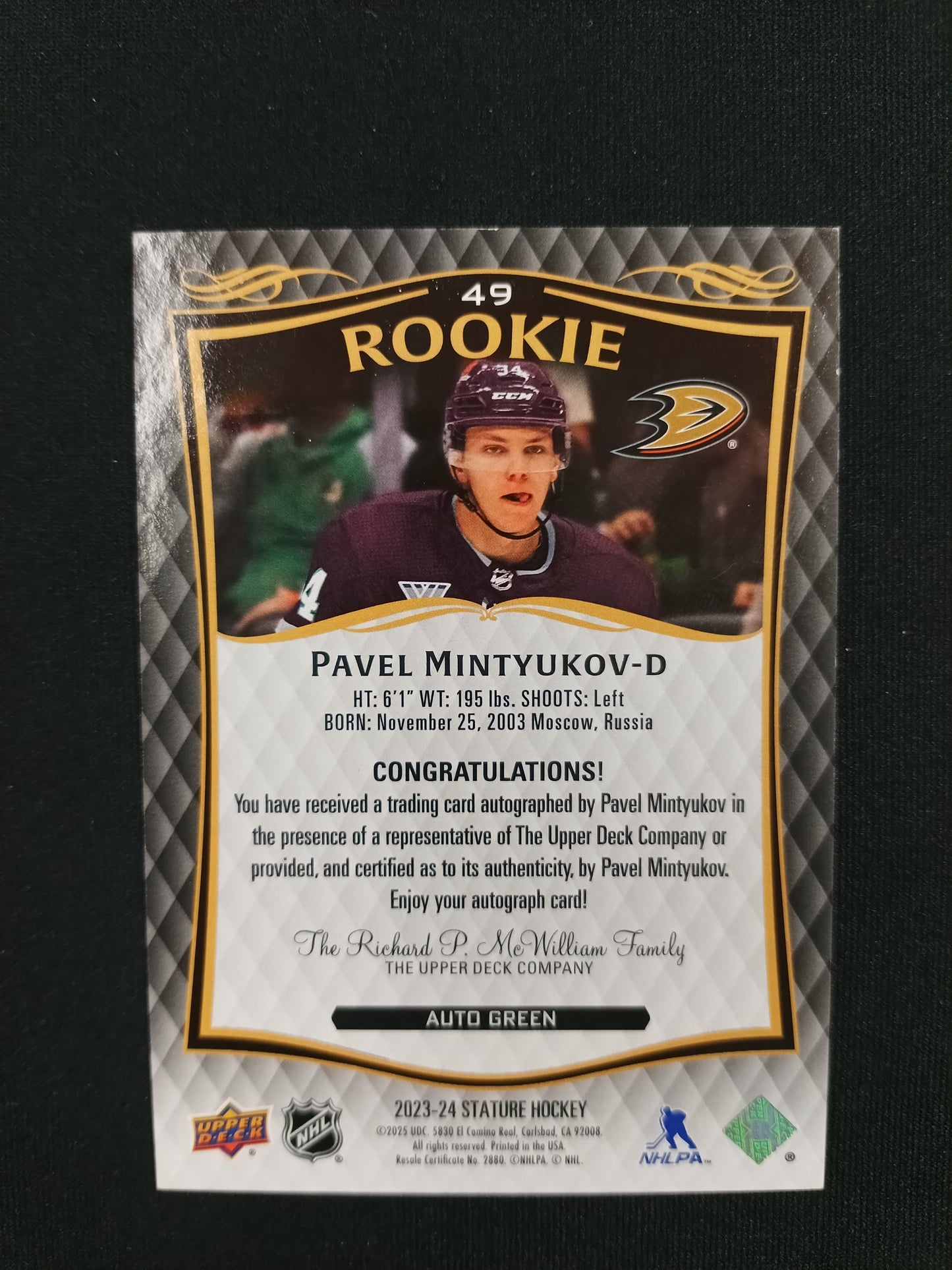 Pavel Mintyukov 23-24 UD Stature 165/199 RC