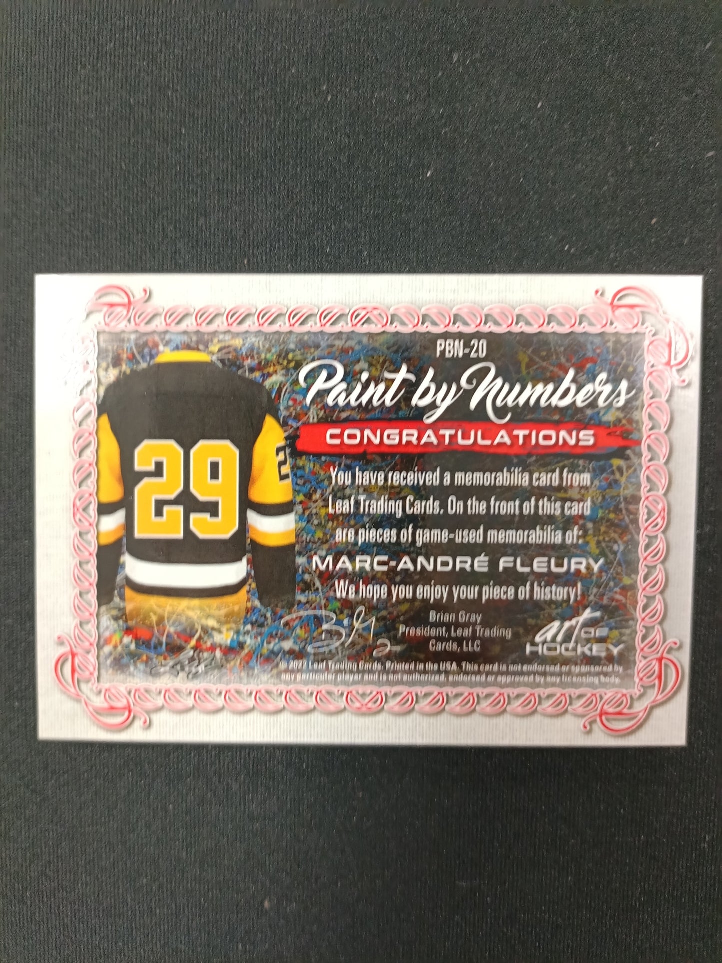 5/20 | Marc-Andre Fleury #PBN-20 Paint by Numbers Patch