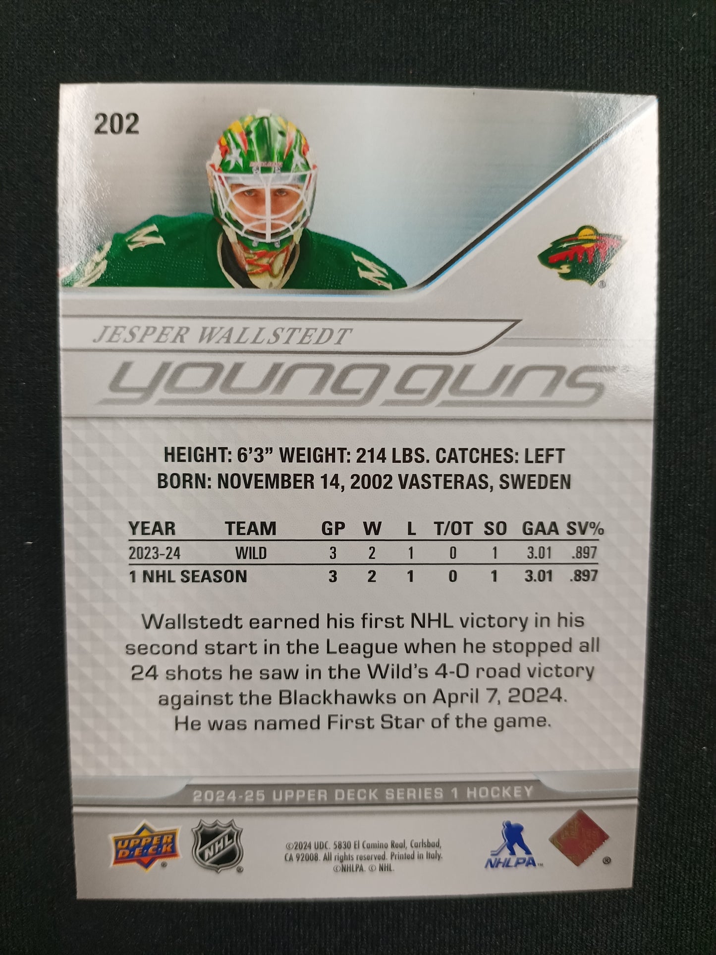 Jesper Wallstedt 24-25 UD Series 1 Young Guns