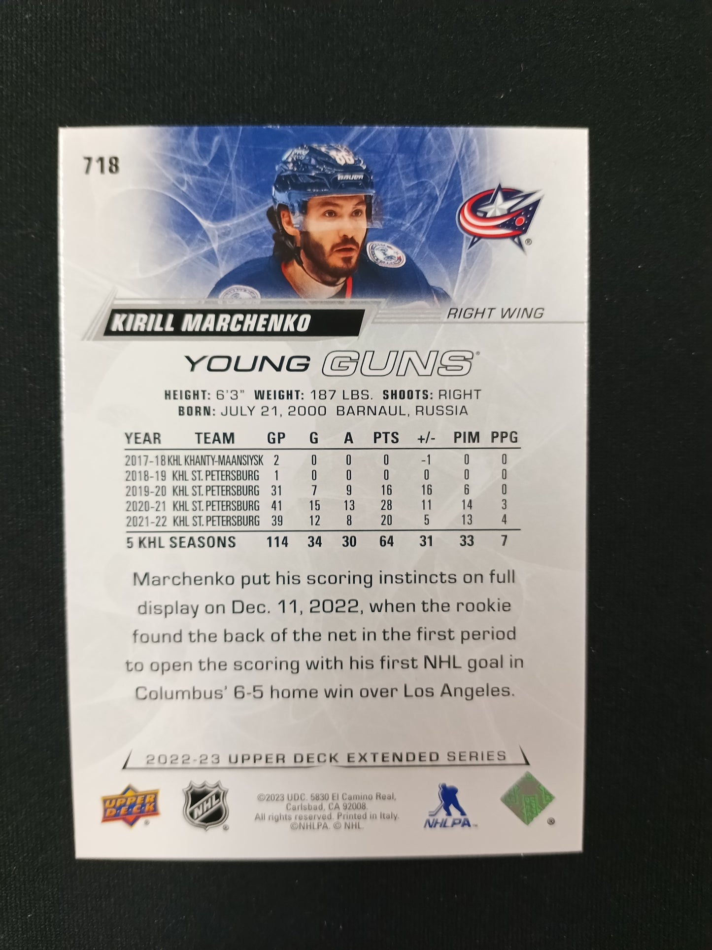 Kirill Marchenko #718 Young Guns
