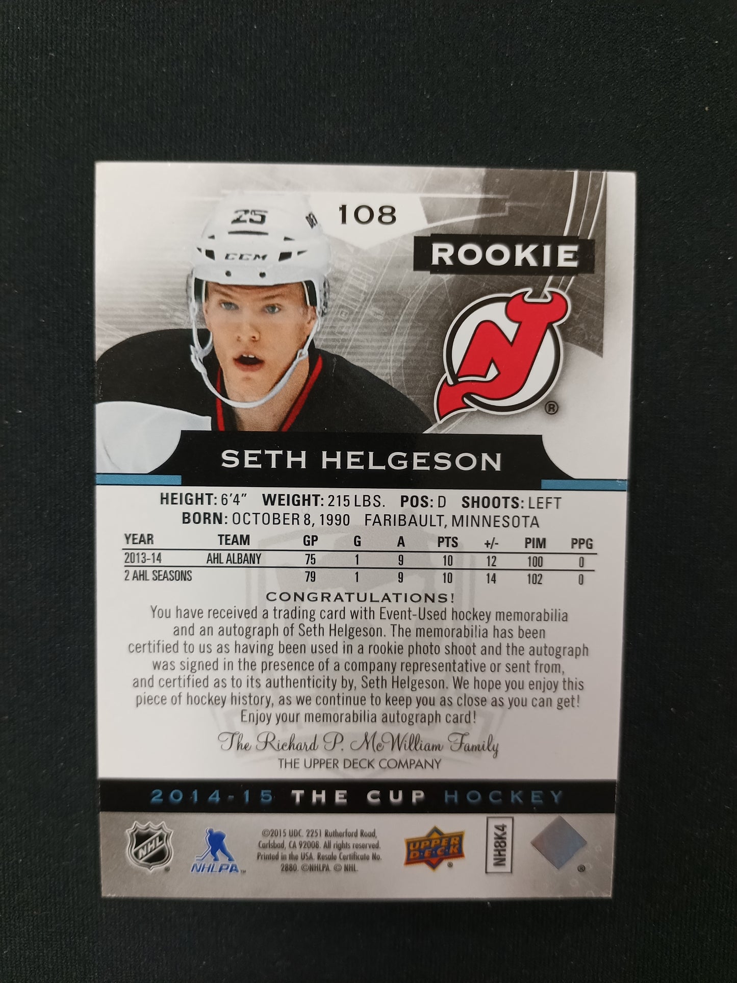 05/10 | Seth Helgeson #108 Rookie Auto Patch
