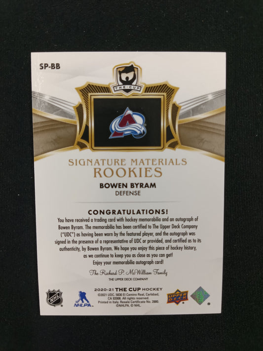 68/99 | Bowen Byram #SP-BB Signature Materials Rookie Auto Patch