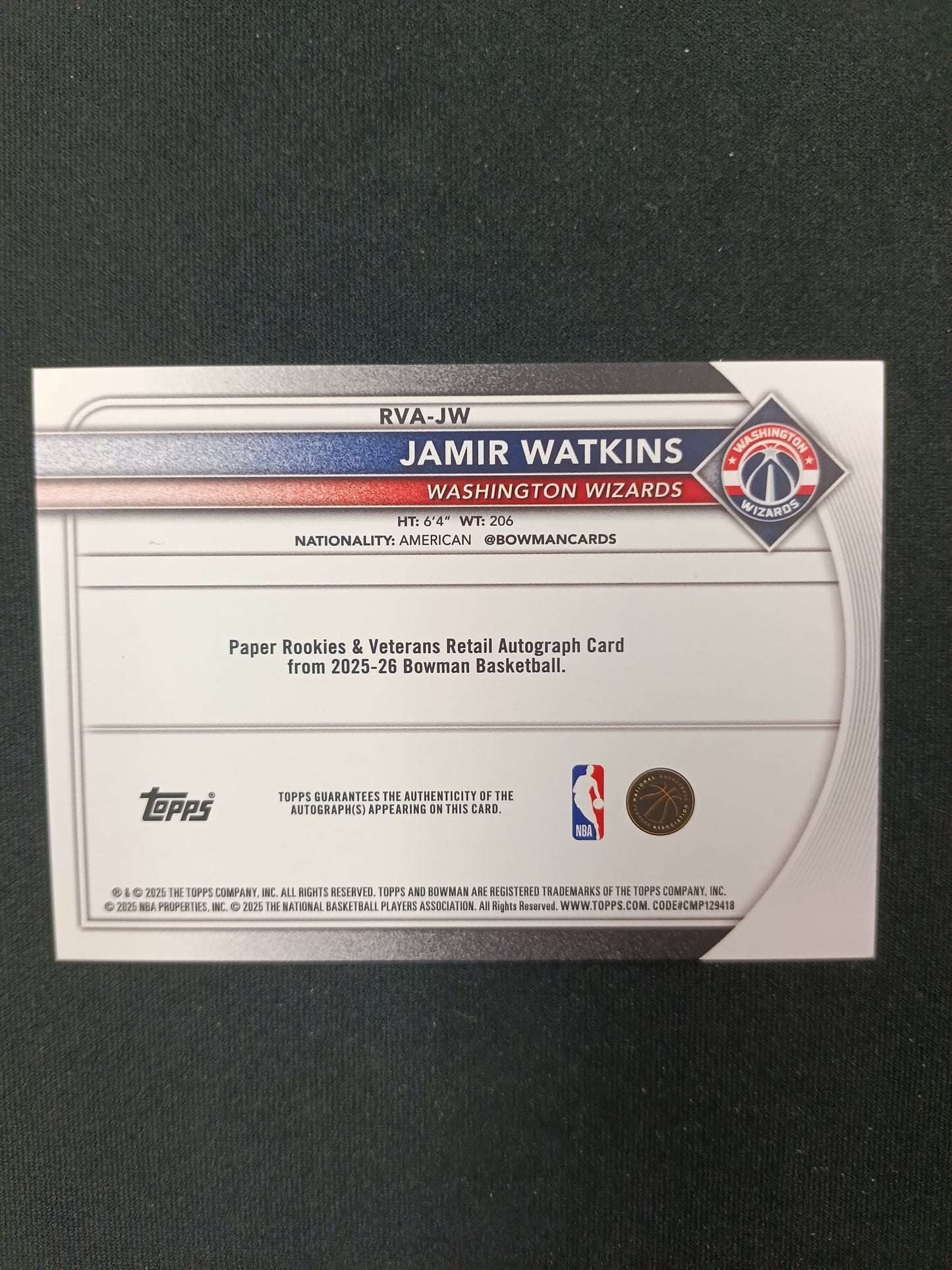 Jamir Watkins Topps Certified Autograph Issue 86/99
